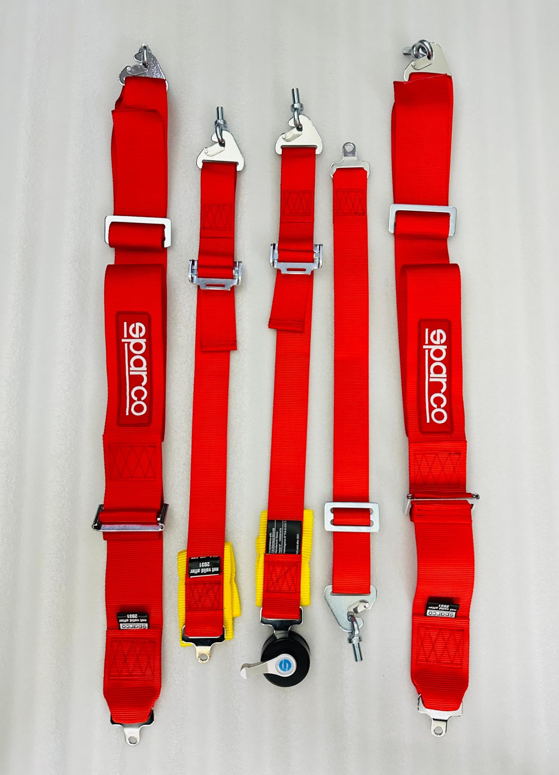 AUTO MT RED SPARCO 5 Point (Webbing Pad) JDM DRIFTING SPORTY Car Seat Belt Harness Quick-1 PC-image-45