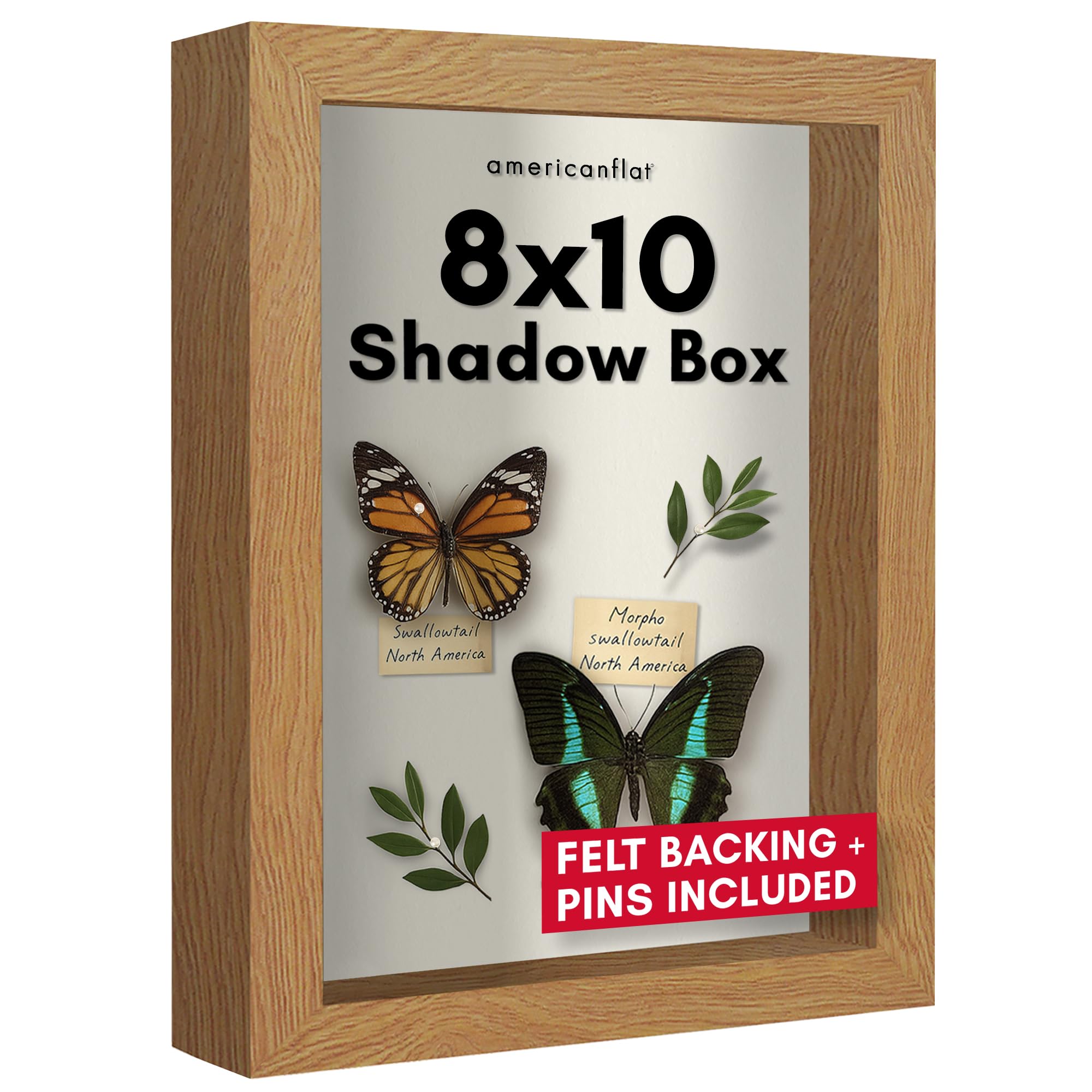 Americanflat 8x10 Shadow Box Frame with Shatter-Resistant Glass - Silhouette Collection - Large Shadow Box Display Case for Tabletop and Wall Display