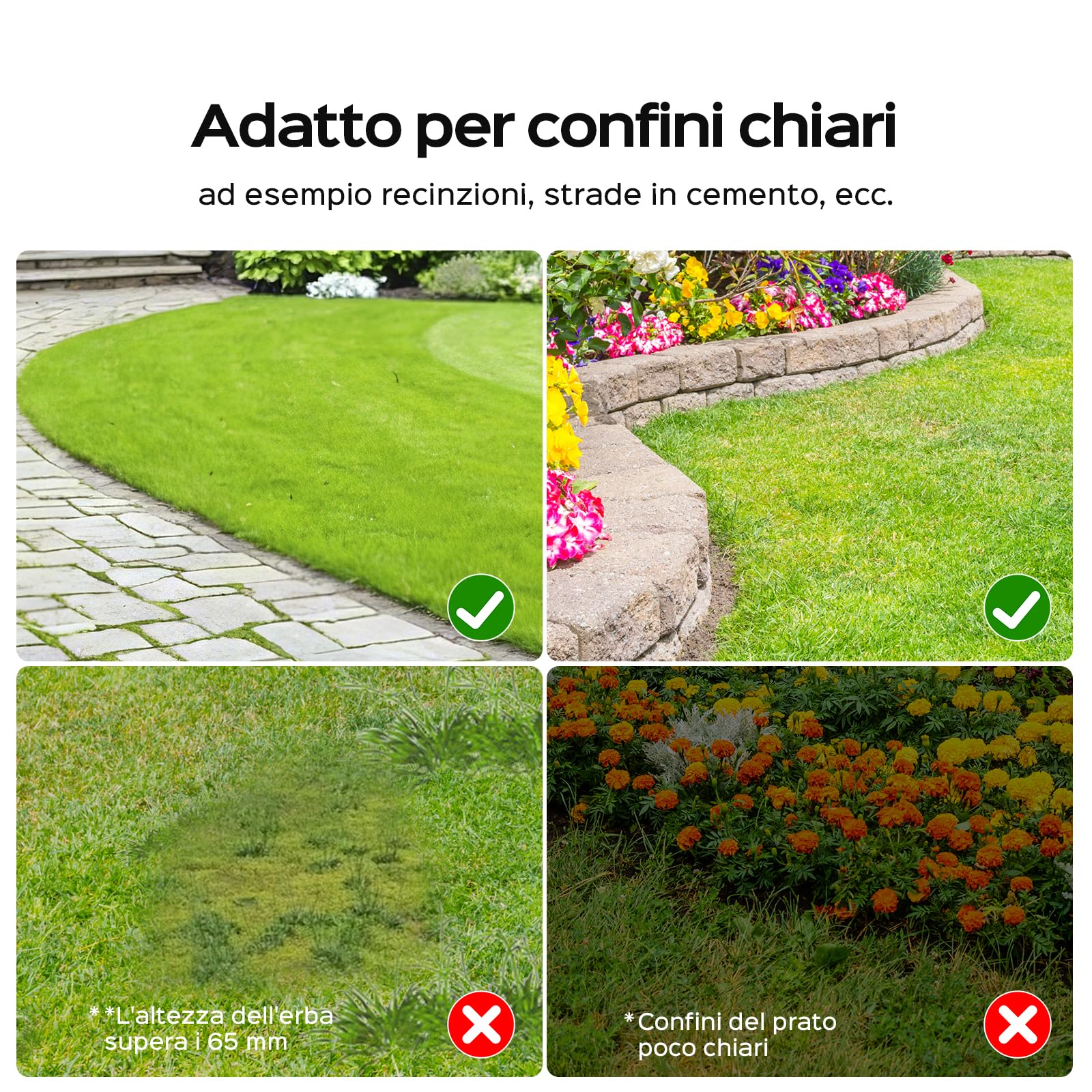 YARDCARE V100 Robot Tagliaerba a Batteria con Navigazione Visiva, Rilevamento di 150 Ostacoli, Robot Tosaerba Elettrico Fino a 150 m², Robot Tosaerba Eelettrico con Taglio a Spirale, Lame di Ricambio