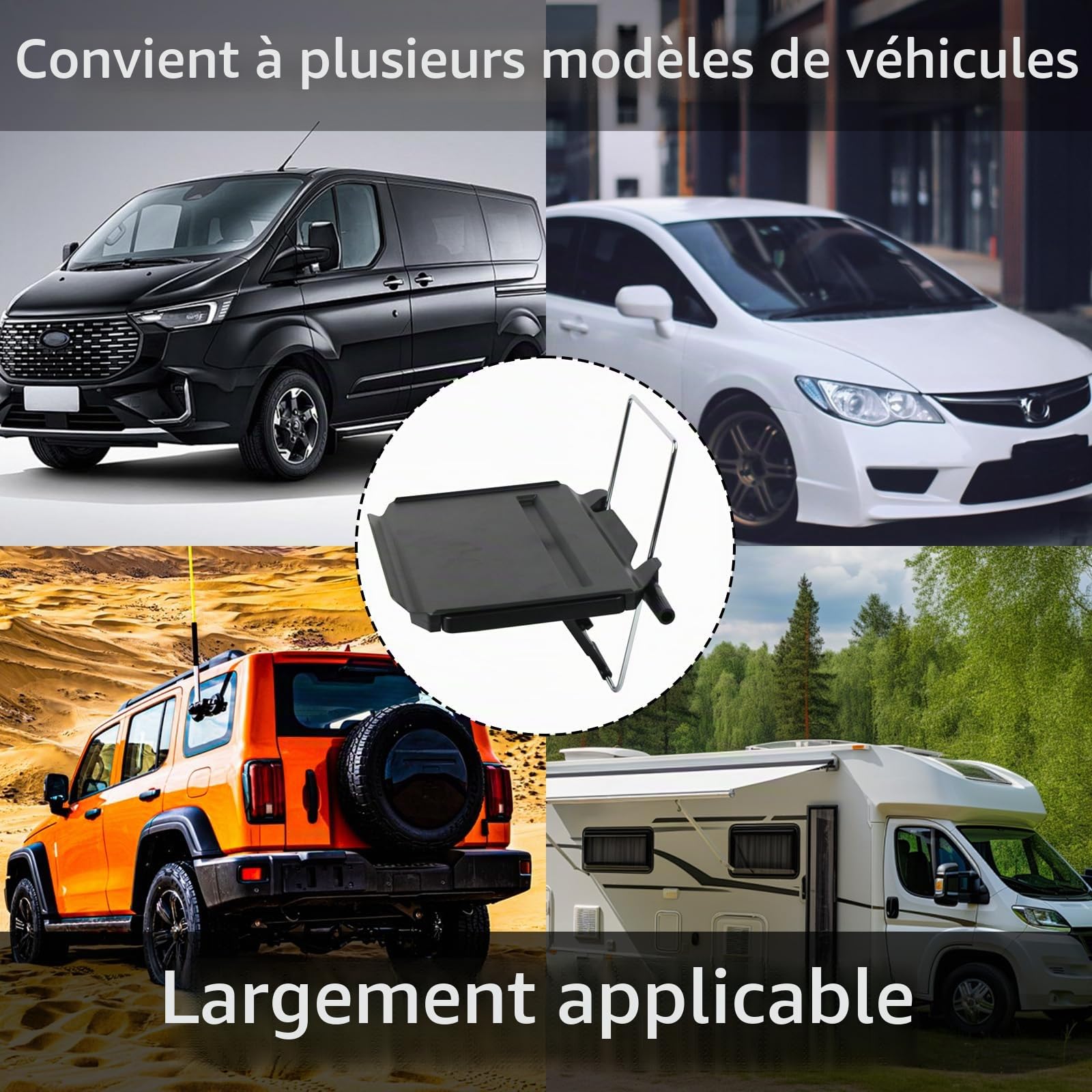 Support De Volant De Voiture, 2 en 1 Plateau De Volant Table D'ordinateur Pliable Et Portable pour Siège De Voiture Universel Support Multifonctionnel pour Volant Plateau De Table Jusqu'à 10kg