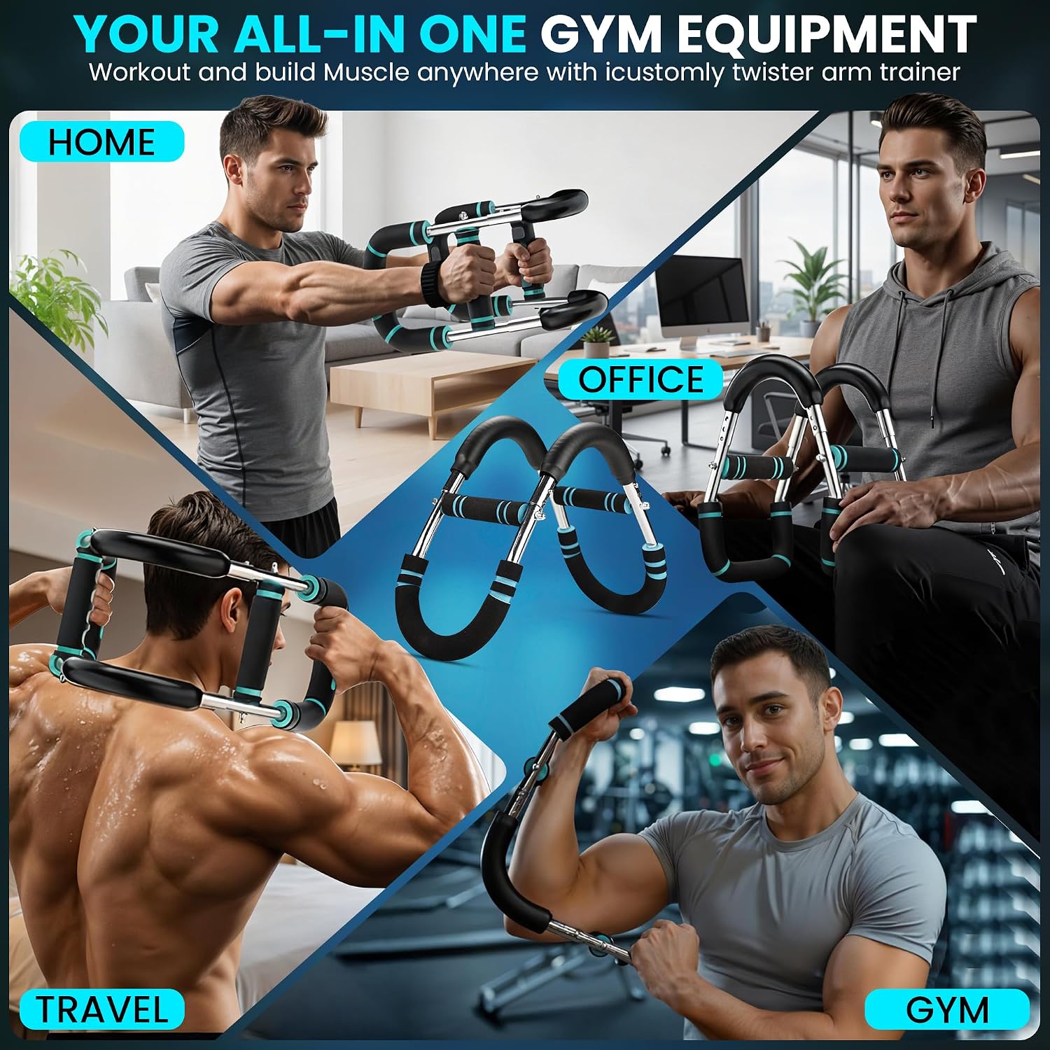 Twister Arm Trainer, Adjustable Resistance (20–130 lbs) Chest & Arm Trainer for Men & Women, Gorilla Bar Chest & Upper Body Workout Equipment, Ergonomic Home Workout Equipment with Anti-Slip Handles