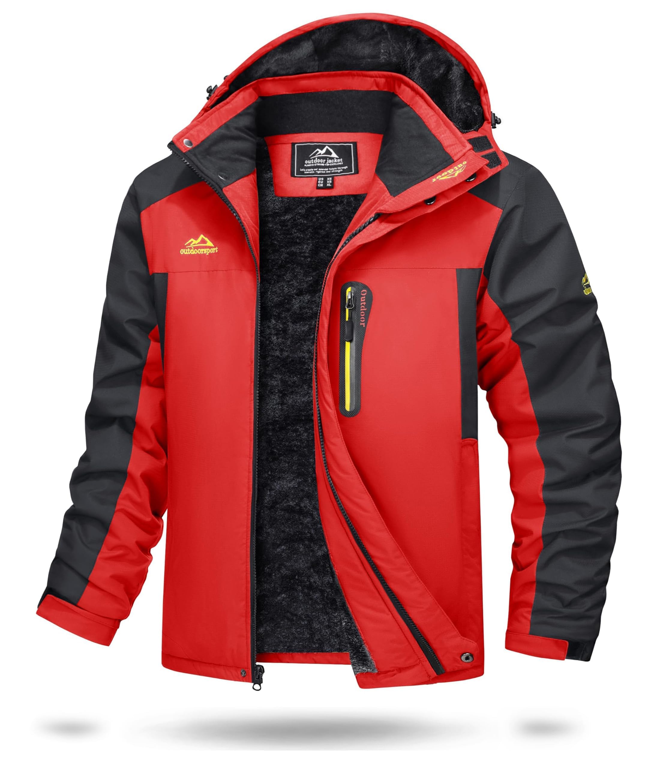 TACVASEN Herren Warme Skijacke Gefütterte Winterjacke Wasserabweisende Funktionsjacke mit Abnehmbarer Kapuzen