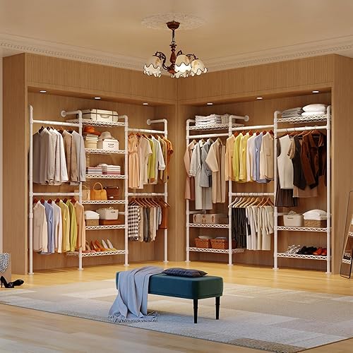 Miniatura 3 de ONBRILL H3 - Sistema de armario para montaje en pared, perchero industrial expandible para colgar ropa, organizador de armario resistente y