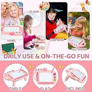 Toddler Girl Toys Age 1-2, Magnetic Drawing Board, Erasable Doodle Board Pad for Kids, Baby Early Learning Toys for 1 2 3 Year Old Girls, First Birthday Gifts for Girls Boys Christmas New Year(Pink)