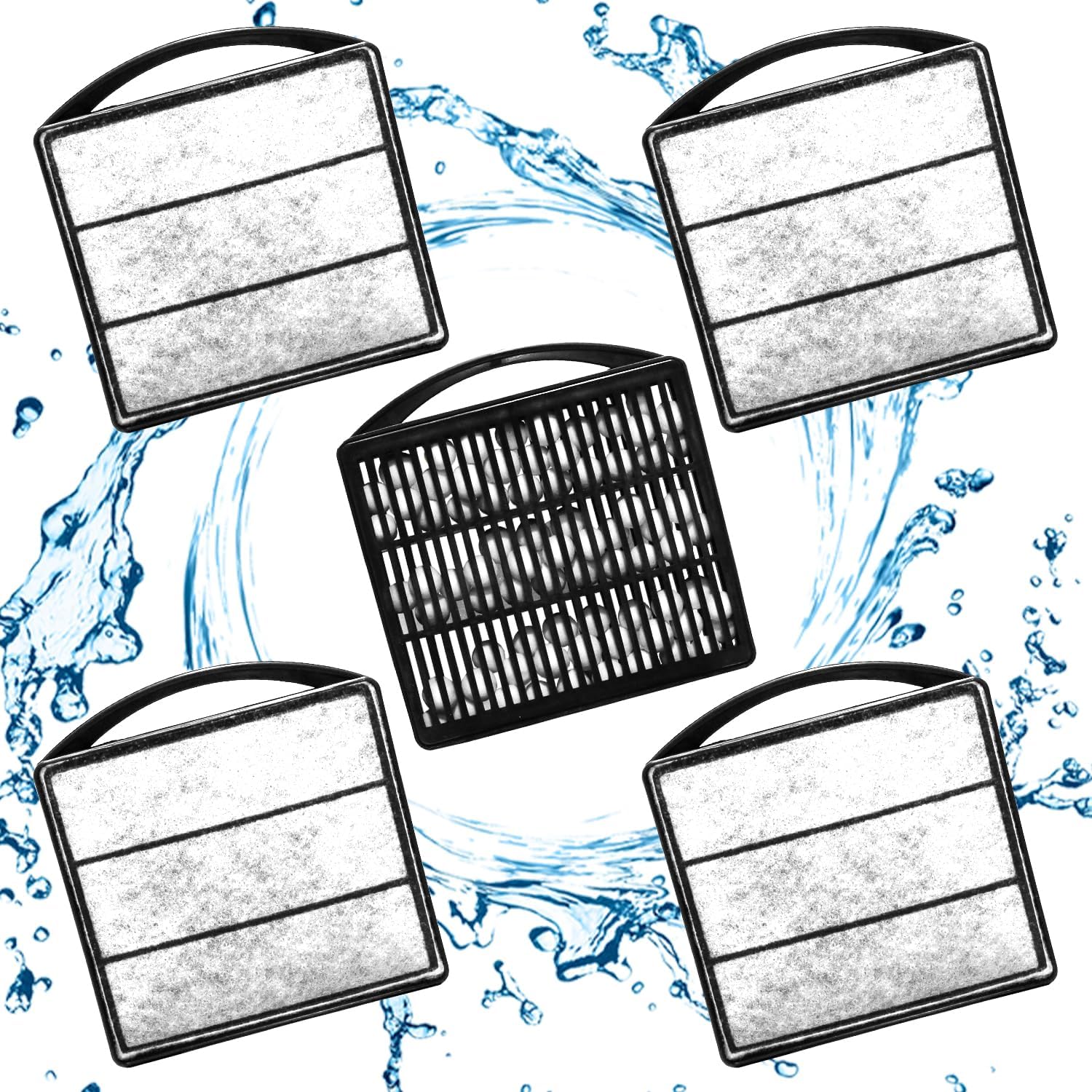 TARARIUM Aquarium Turtle Tank Filter Accessories for Small IX-90 Filter Aquarium Pumps Filters 1Pcs Ceramic Ball Plate & 4pcs Low Water Level Power Filter Replacement Sponge Clip 4 Sponge 1 Plate for IX-90