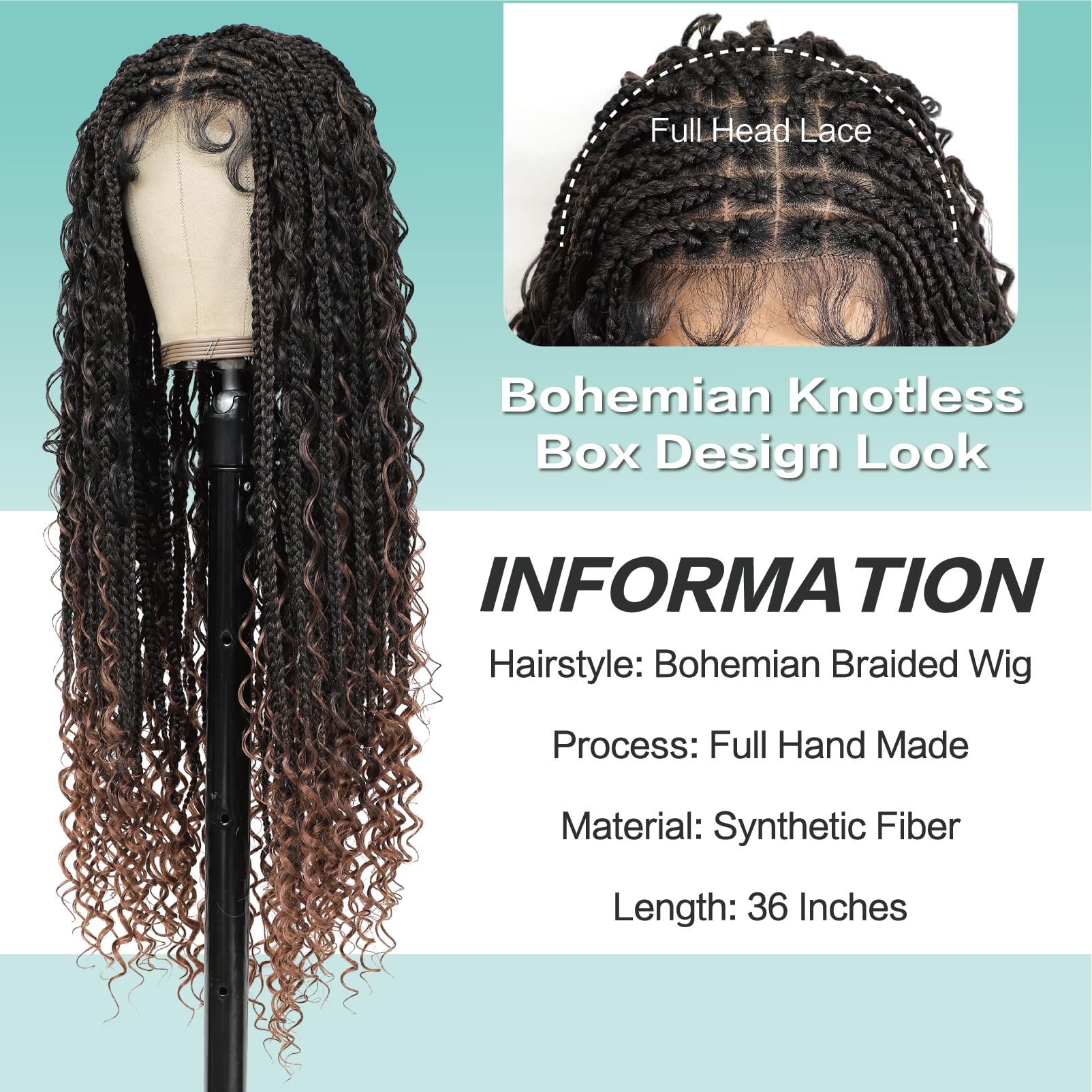 Bohemian Boho Box Braid Wig, Knotless Goddess Locs With Curly Ends - Image 2