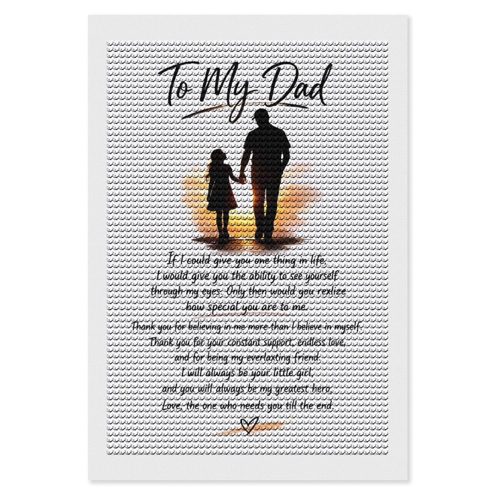 Junmoney to My Dad from Daughter Sentimental Gift Diamond Painting Set 8"x12", for Adults, Decorate Your Room, Thoughtful Handmade Gift, Boho Decor, with Tool Kit