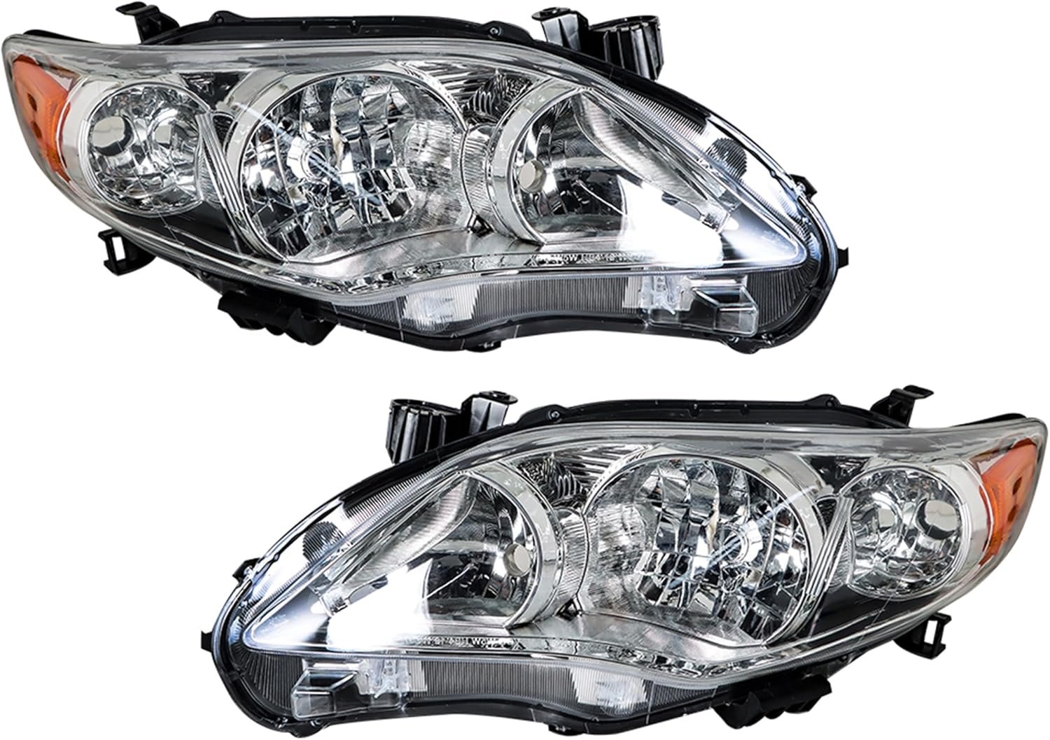 replacement for toyota corolla 2011-2013 headlight assembly halogen chrome left and right side pair