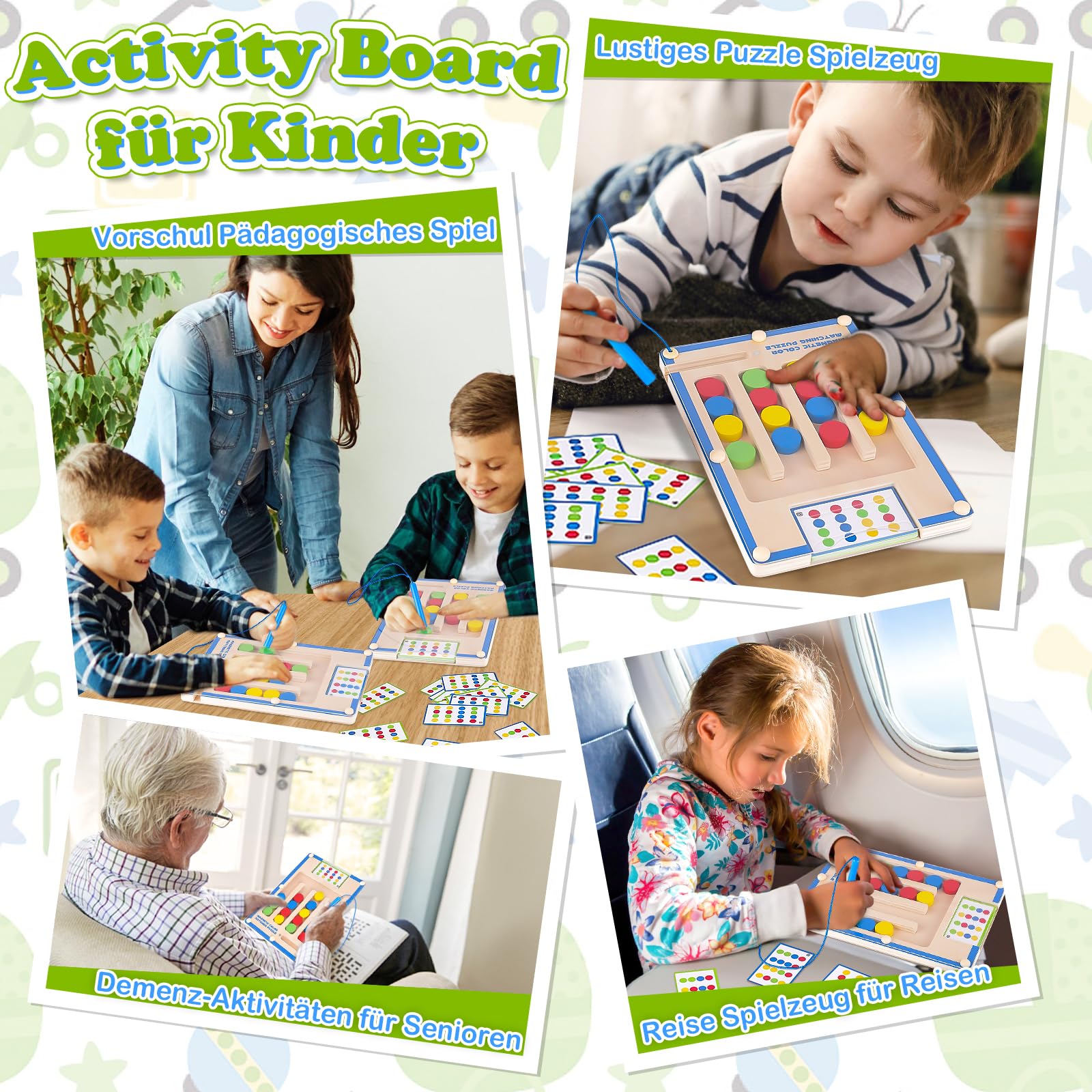 TMGOT Montessori Activity Board drewniana zabawka magnetyczna do nauki kolorów dla chłopców i dziewczynek - zabawny prezent