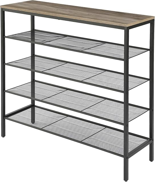 IBUYKE Shoe Rack, 5 Tier Shoe Rack Organiser, Holds upto 16-20 pairs, Bathroom Shelf, Bookshelf, Heavy Duty Storage unit, Shoe Rack for Entryway, Closet, Hallway, 105x30x95 cm, TMJ084Y