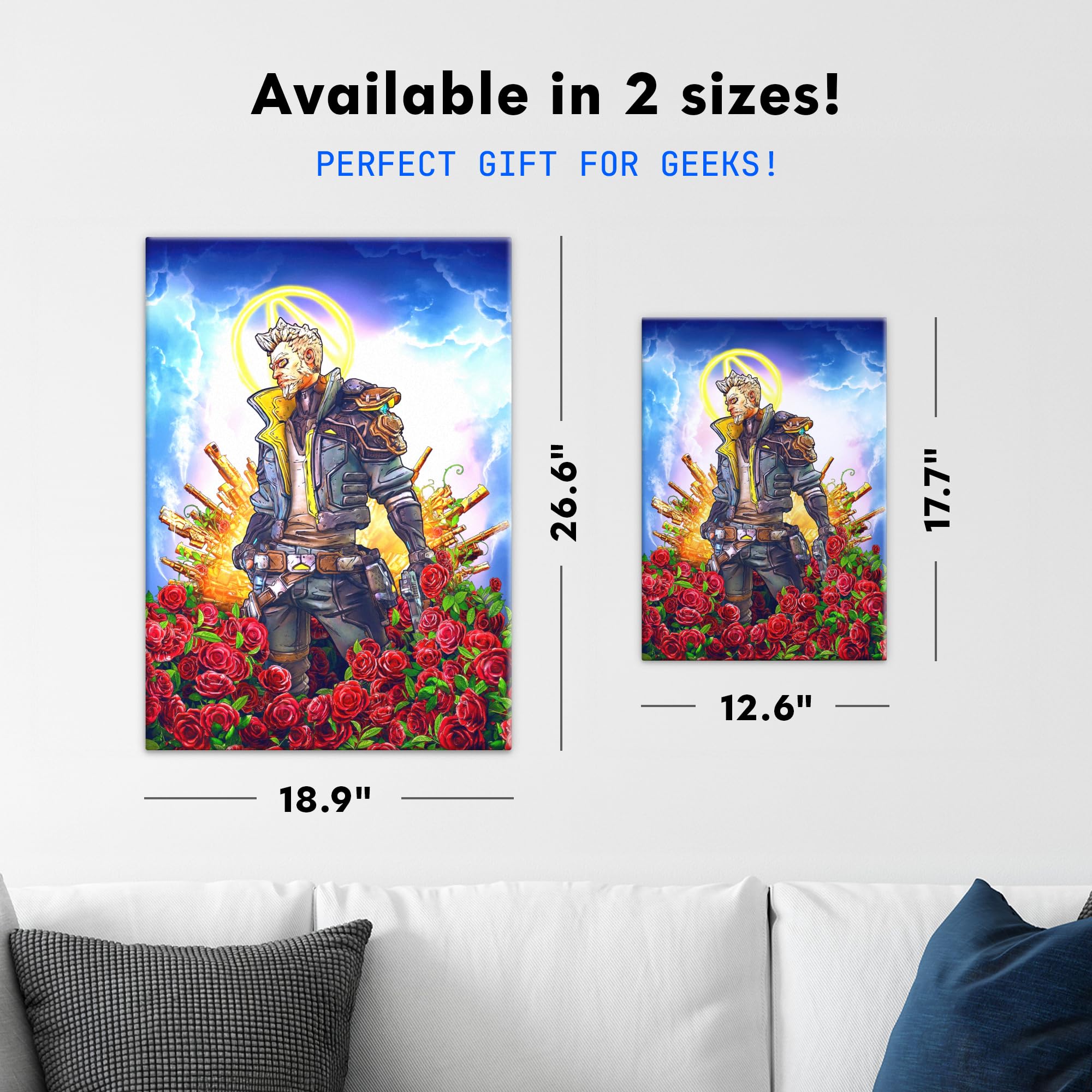 Displate Metall poster Borderlands Zane Roses Größe L | Bilder Wanddeko Wohnzimmer & Schlafzimmer Wandbilder, Geschenk. Wandkunst mit Magnet-Befestigung, ohne Bohren.