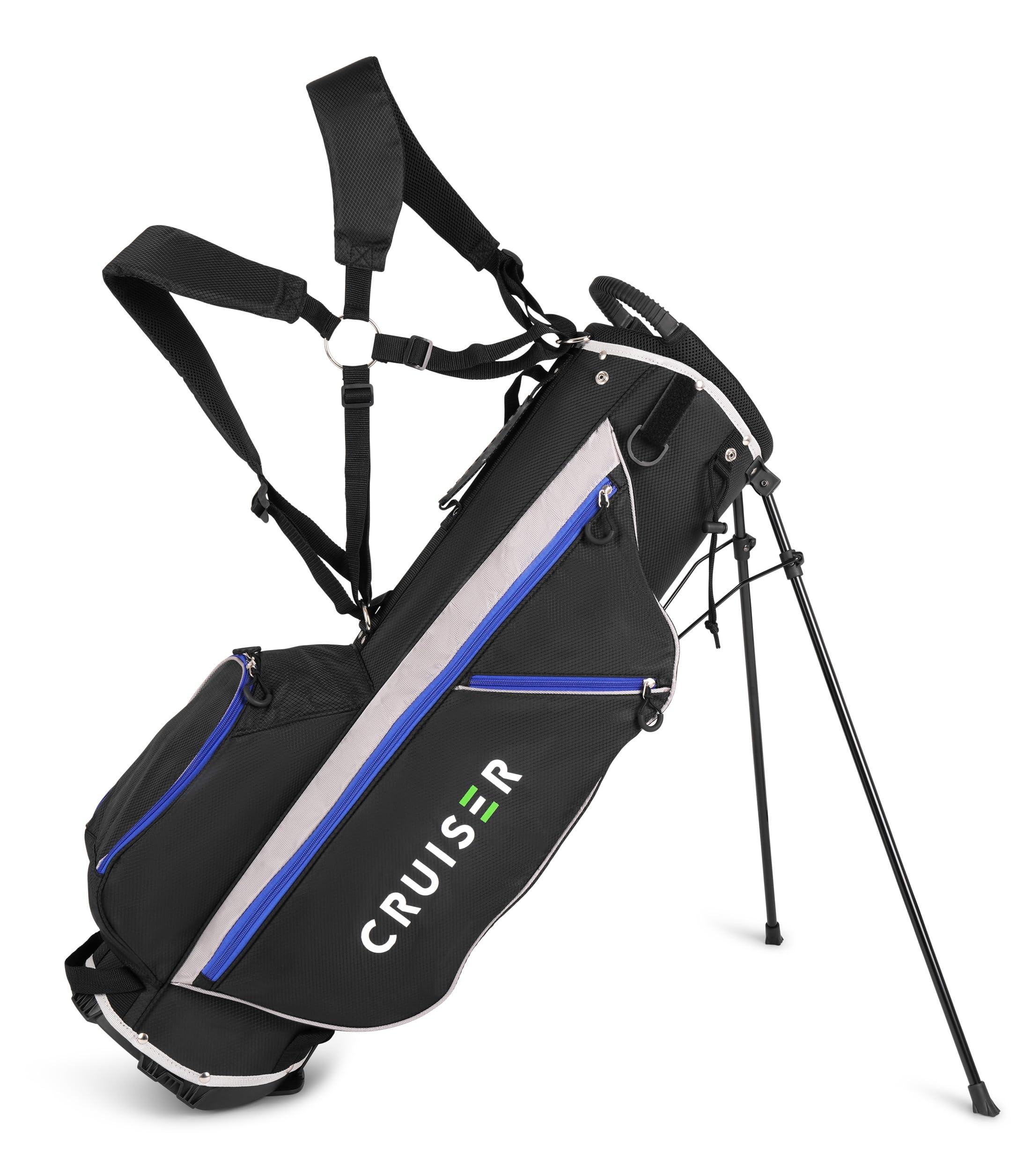 CRUISER GOLF SB2 Golf Stand Bag - Super Lightweight Carry Bag - Only 1.8kg - Padded Double Shoulder Strap - Large Accessory Pockets - Spacious 4 Way Divider Top - Blue