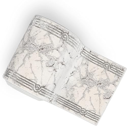 Miniatura 6 de Well Woven Alfombra de pasillo de tamaño personalizado para interiores y exteriores, elige tu longitud, patrón de mármol retro negro Lezlee de 31