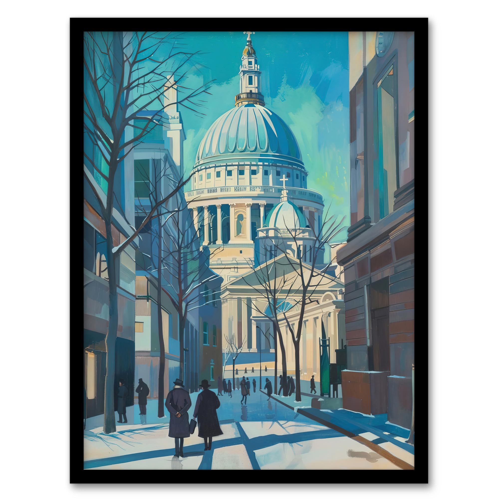 Artery8 St Paul's Cathedral London City Street Painting Living Room Artwork Framed Wall Art Print A4