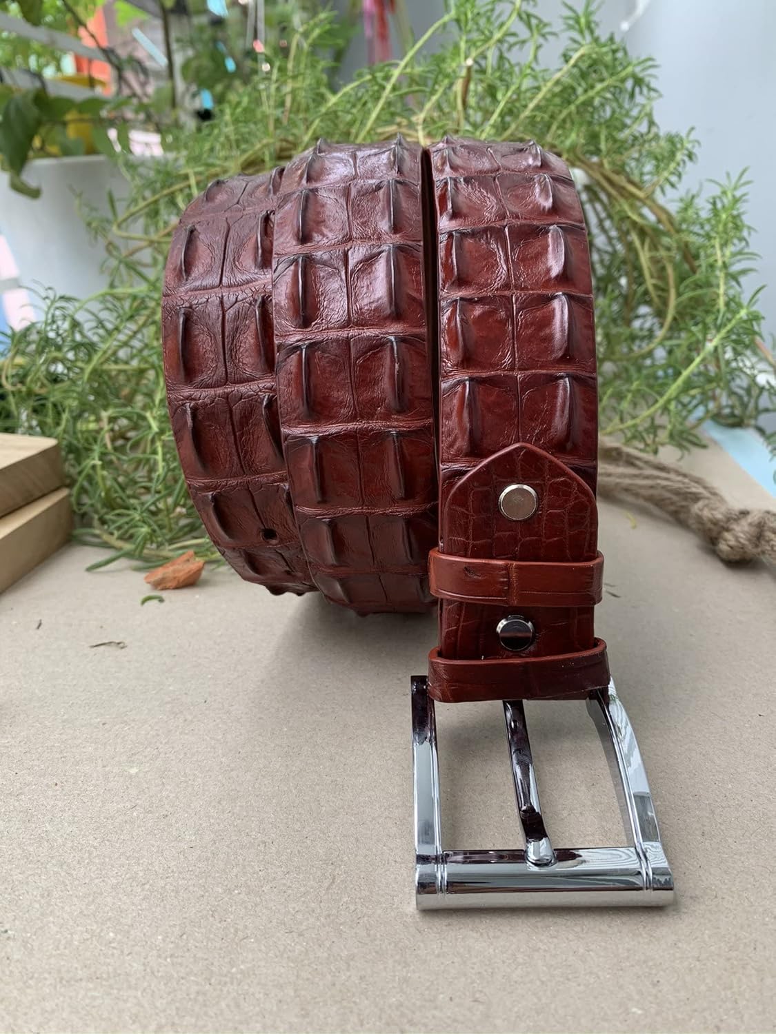 Genuine Alligator leather hornback back bone belts buckle for men, real crocodile skin Men's belts, strap width 1.57"