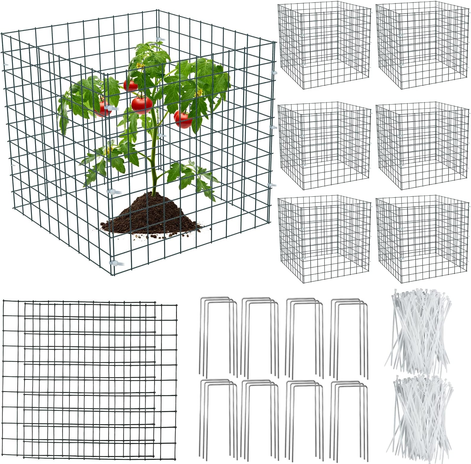 5 Pack Wire Plant Protectors Square Wire Plant Cages Mesh
