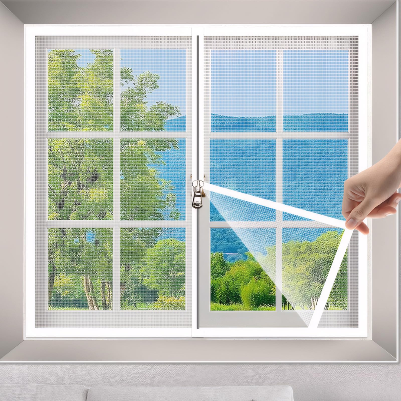 Kighdel Magnetic Fly Screen Window Velcro Strap Fly Screens For Windows Screens Adjustable Window Net Window Fly Screen 120 * 100Cm Used To Prevent Insects Flies Mosquitoes Pollen From Entering