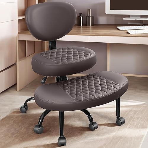 Silla de oficina ergonómica con patas cruzadas con ruedas, altura ajustable para meditación, escritorio de TDAH y yoga, diseño ancho cruzado con