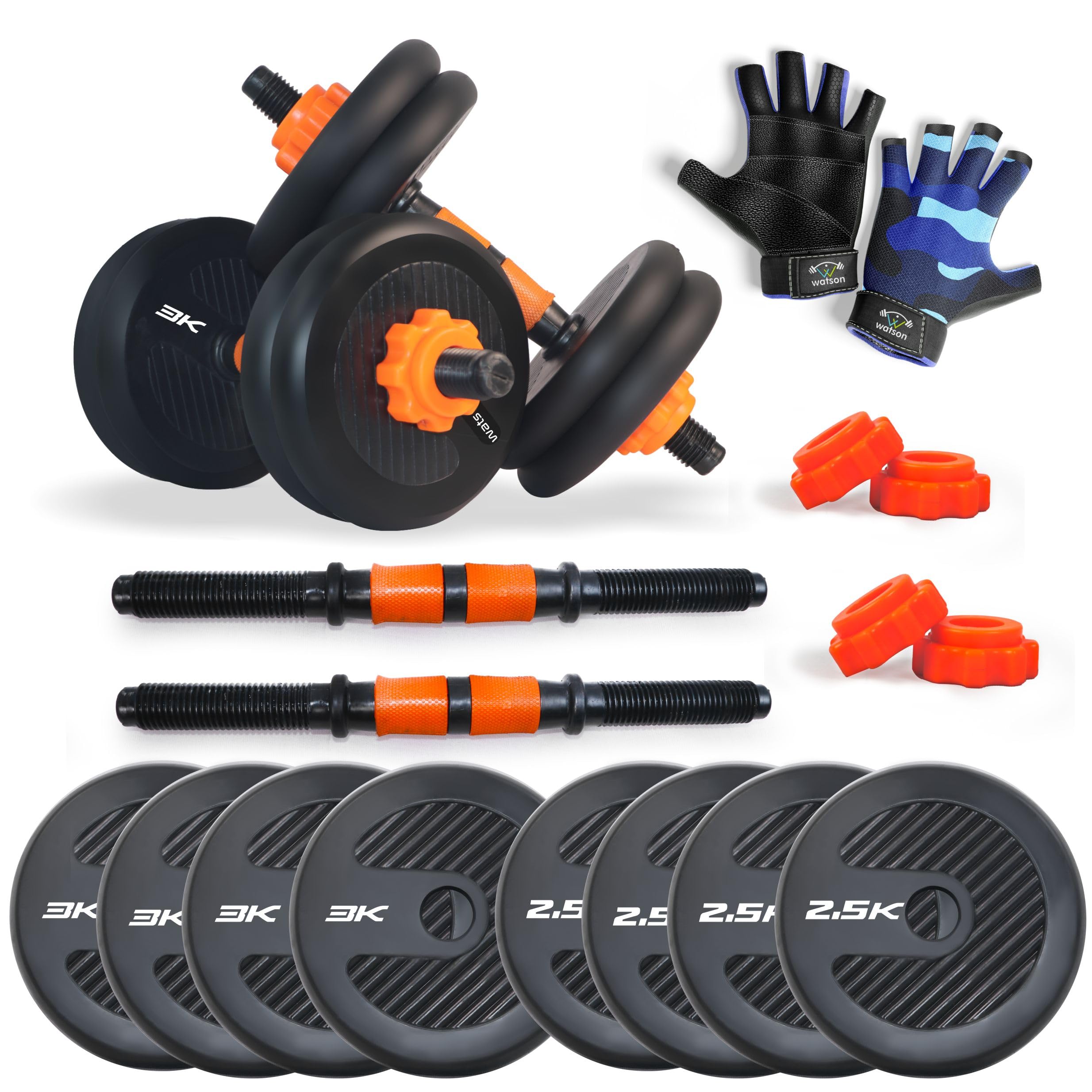 WATSON Premium Rubber Dumbbell Set For Men & Women Fitness, Dumbbell Set With 20Kg (3Kgx4, 2Kgx4) Rubber Weight Plates, Hard PVC 17" Dumbbell Rods& Gym Gloves (B0CL3JCDNM) Amazon Price History, Amazon Price Tracker