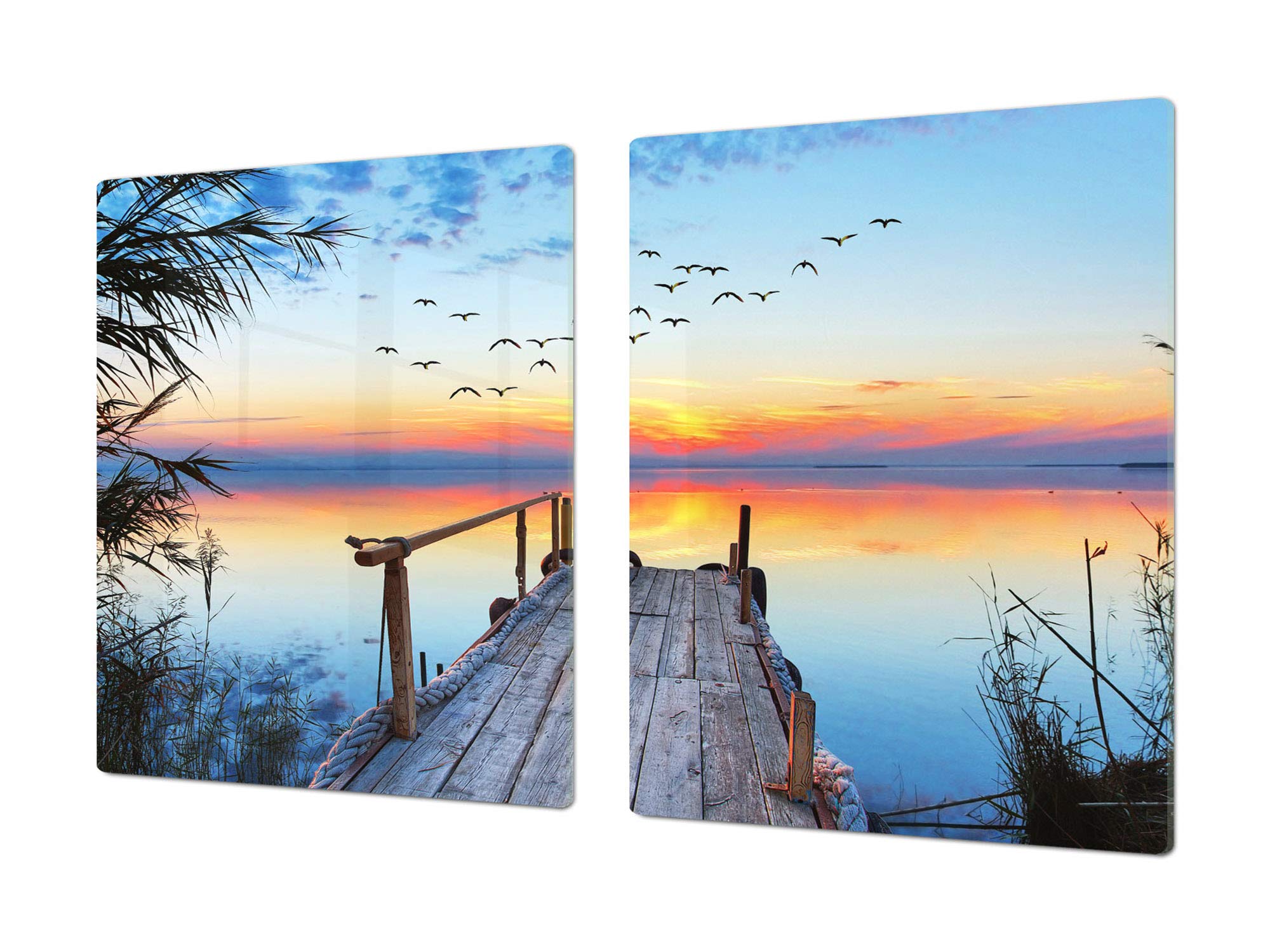 Groß Küchenbrett aus Hartglas und Kochplattenabdeckung SINGLE mit 80 x 52 cm und DOUBLE - zwei Bretter mit 40 x 52 cm Nature series DD08