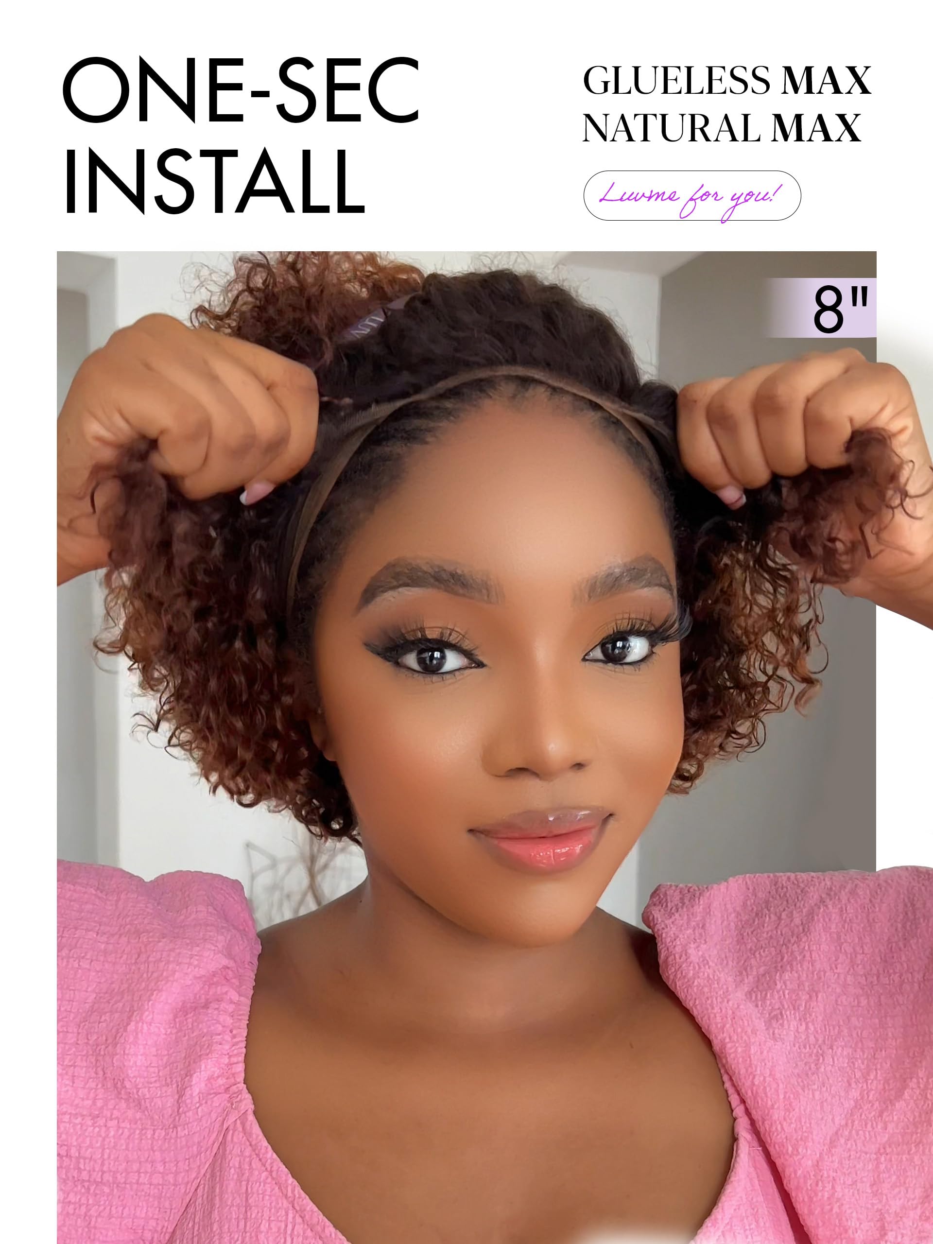 Amazon.com : LUVME HAIR Kinky Curly Wig 10 Inch Ombre Mix  display picture 1