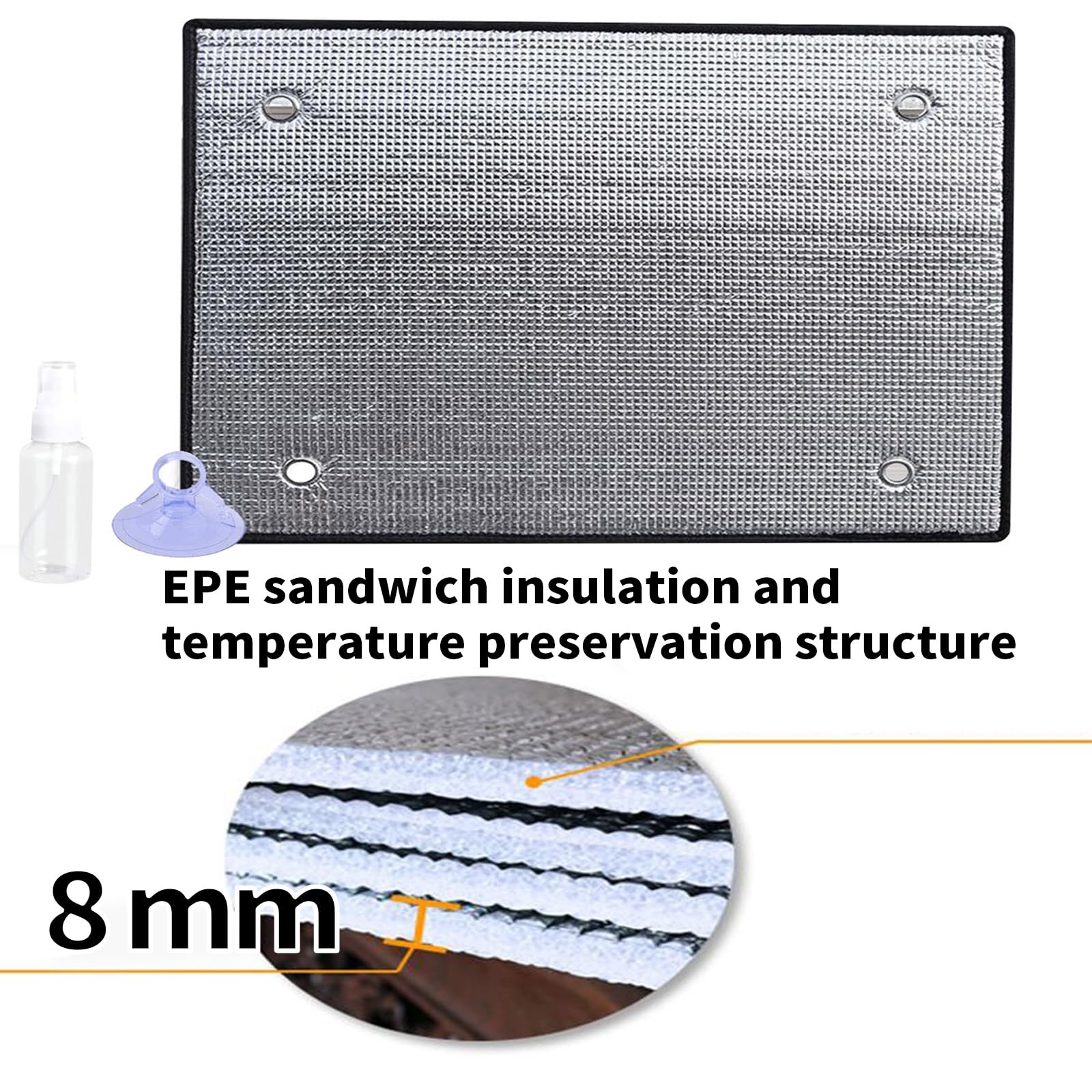 Película opaca para ventana de 8 mm – Película reflectante y aislante térmico para casa, coche, autocaravana, tienda – Protección U-V y reducción del deslumbramiento (28 x 87 pulgadas)