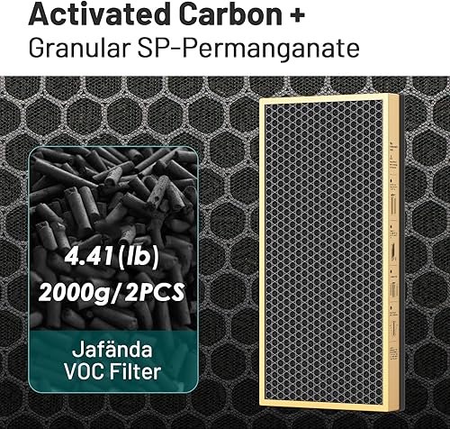 Miniatura 5 de Jafända Filtro de repuesto JF888, paquete de 2 filtros de COV, con carbón activado de 4.4 libras y SP-permanganato granular, elimina formaldehído,