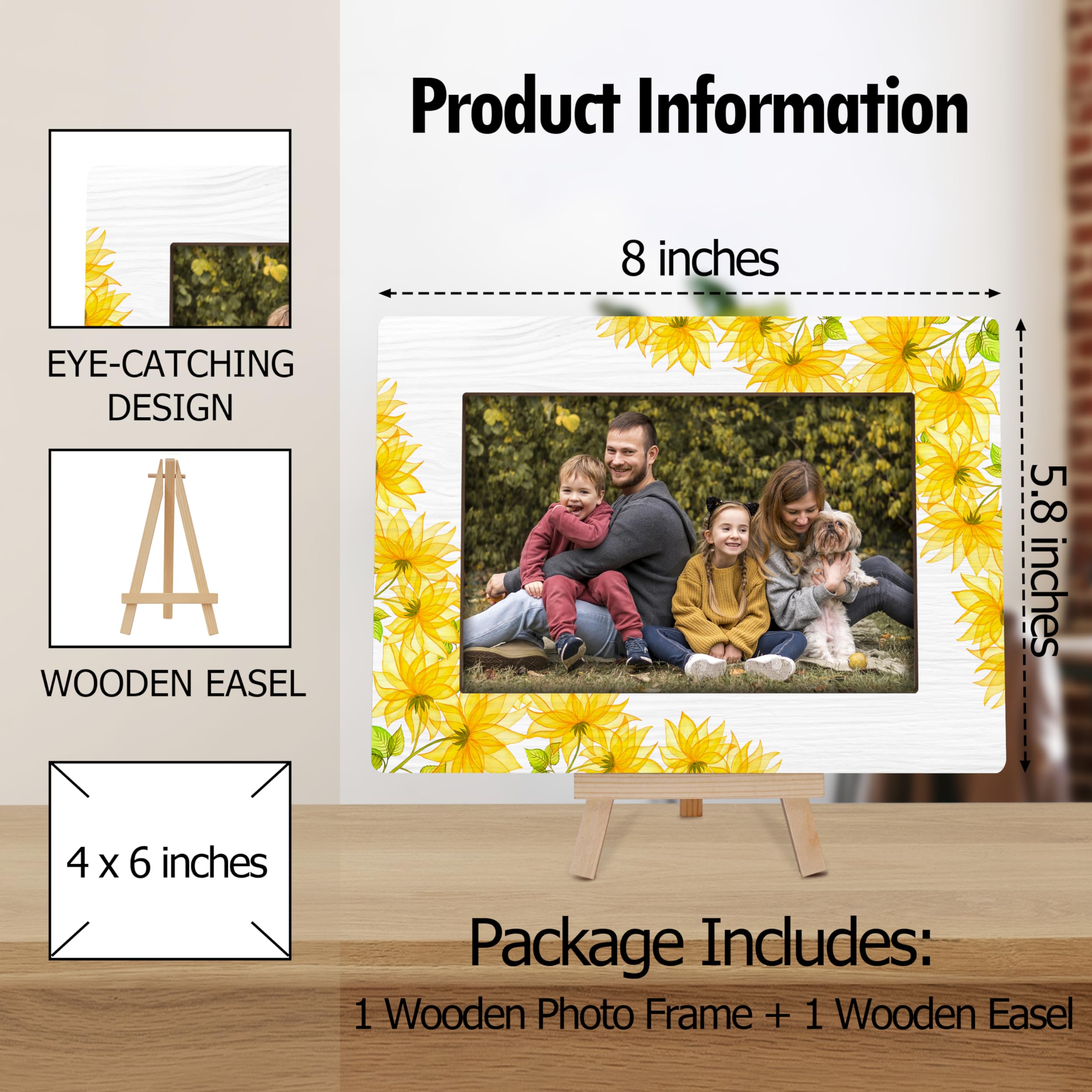 Amazon.co.jp: Cazhes フォトフレーム 4x6、花柄の夏の木製フォト