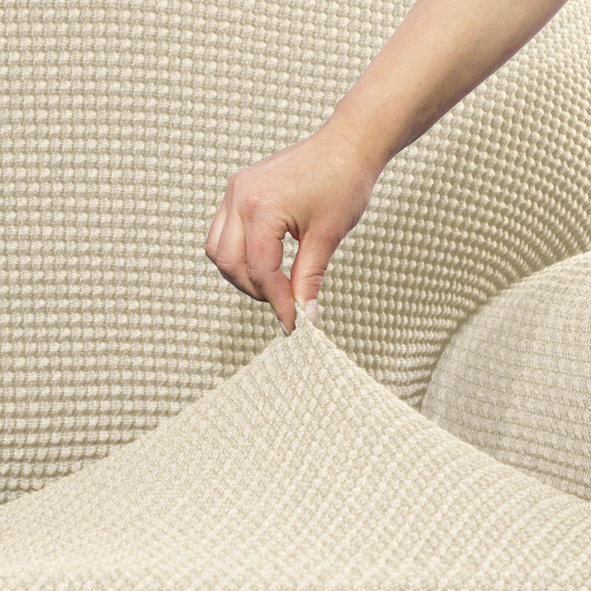 FAVERTI® Funda Sofá Super Elástica 3 plazas de 180 a 230 cm | Modelo NOVELE | Beige | Funda Universal Ideal para Cualquier Forma de sofá | Protector de Calidad Tejido Jacquard Tacto algodón