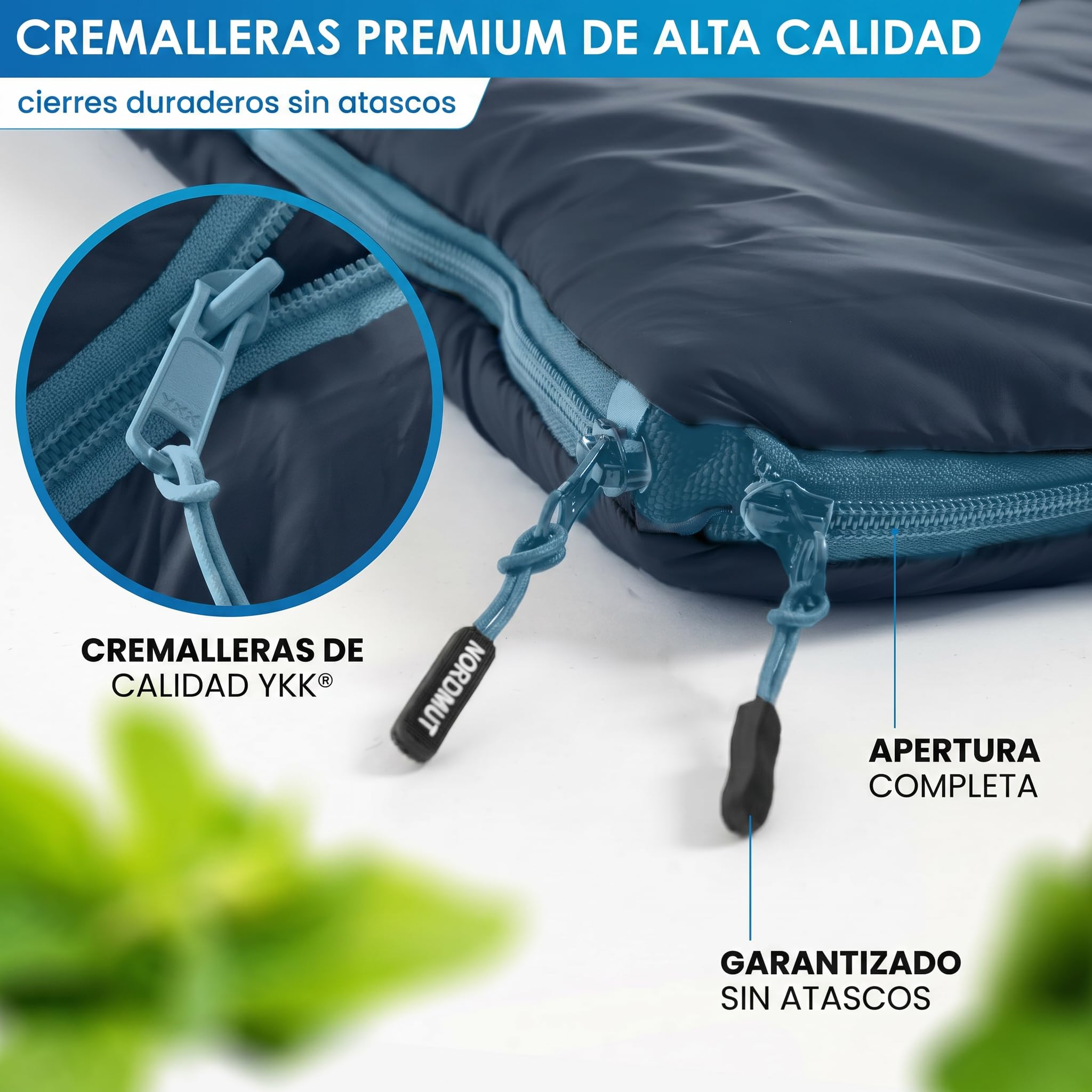 NORDMUT® Saco de Dormir Doble XXL con Cremallera YKK Premium de Doble dirección – Saco de Dormir Acogedor 2 Personas Extra Ancho & Grande – para 2 Personas con Aislamiento óptimo