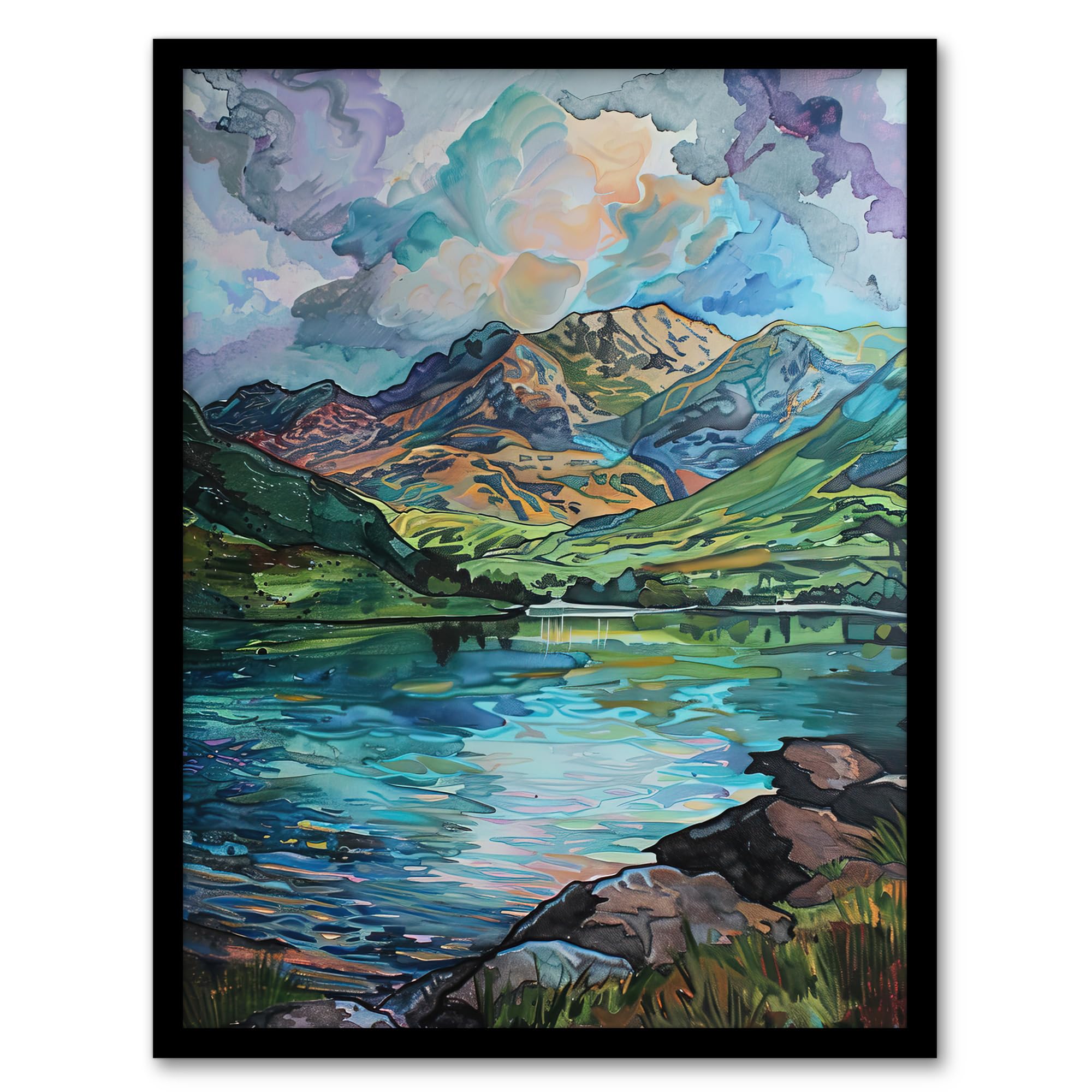 Artery8 Blea Tarn Valley Lake District England Painting Living Room Artwork Framed Wall Art Print A4