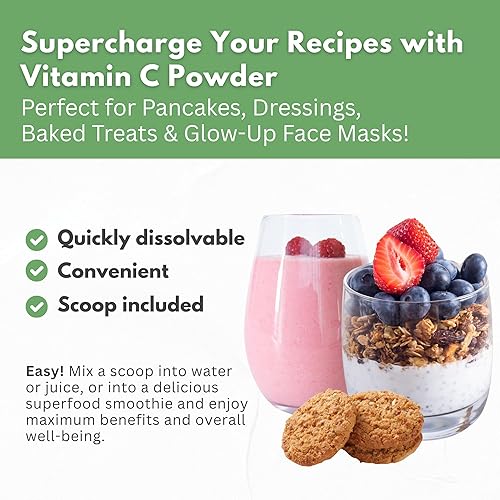 Miniatura 7 de Vitamina C natural de Acerola orgánica cereza y Camu Camu en polvo  Alta absorción con bioflavonoides cítricos  Sistema inmunológico y refuerzo de