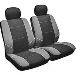 Fundas Para Asientos De Carro Sakura Merton SS3633 - Fundas para Asientos delanteros y Reposacabezas de Coche, Universales, Dobladillos Elásticos, Compatibles con Airbags Laterales, Aptas para Lavadora, Color Negro y Gris
