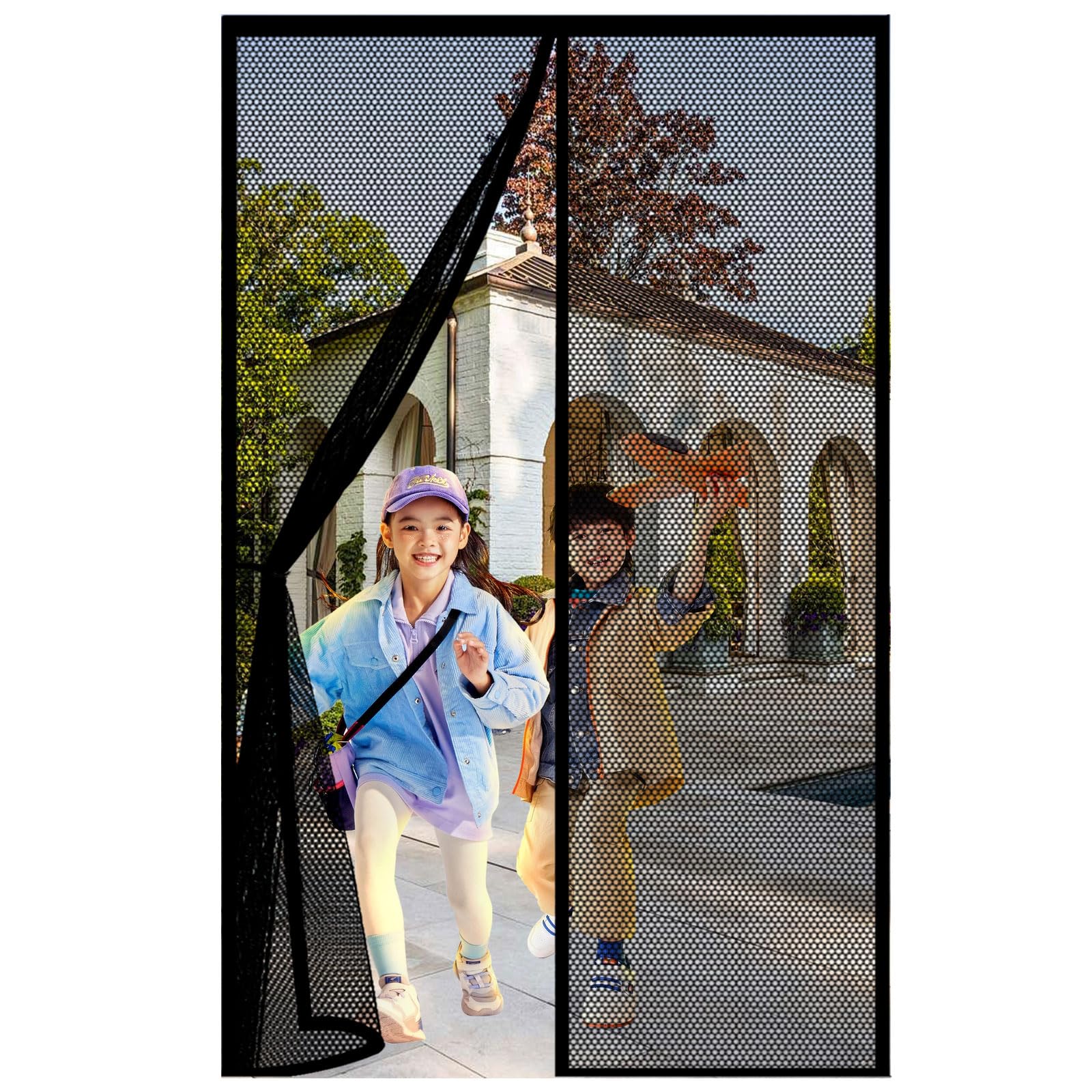 Magnetic Fly Screen Door 70 x 215 cm Heavy Duty Self-Sealing No Gap Anti Mosquito Mesh Door Screen Hands Free No Drill Installation for Patio Bedroom Sliding Kitchen, Black