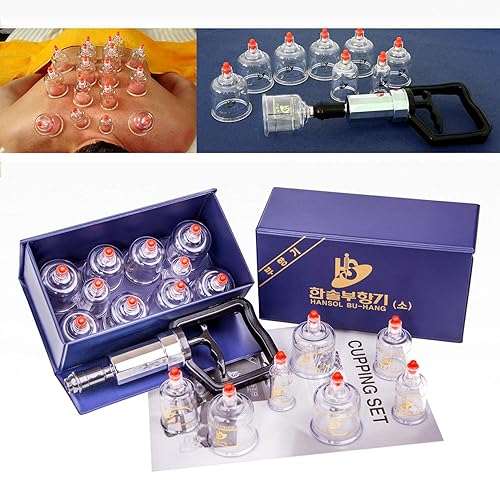 Miniatura 2 de Hansol - Juego de equipos profesionales de terapia de ventosas con mango de bombeo 10 tazas y manual en inglés fabricado en Corea