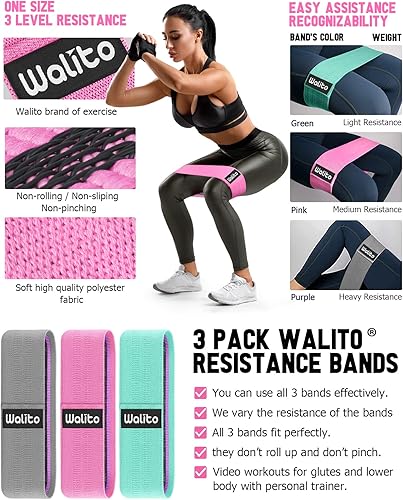 Miniatura 2 de WALITO Bandas de resistencia para piernas y glúteos, bandas de tela para ejercicio, yoga, pilates, rehabilitación, fitness y entrenamiento en casa,