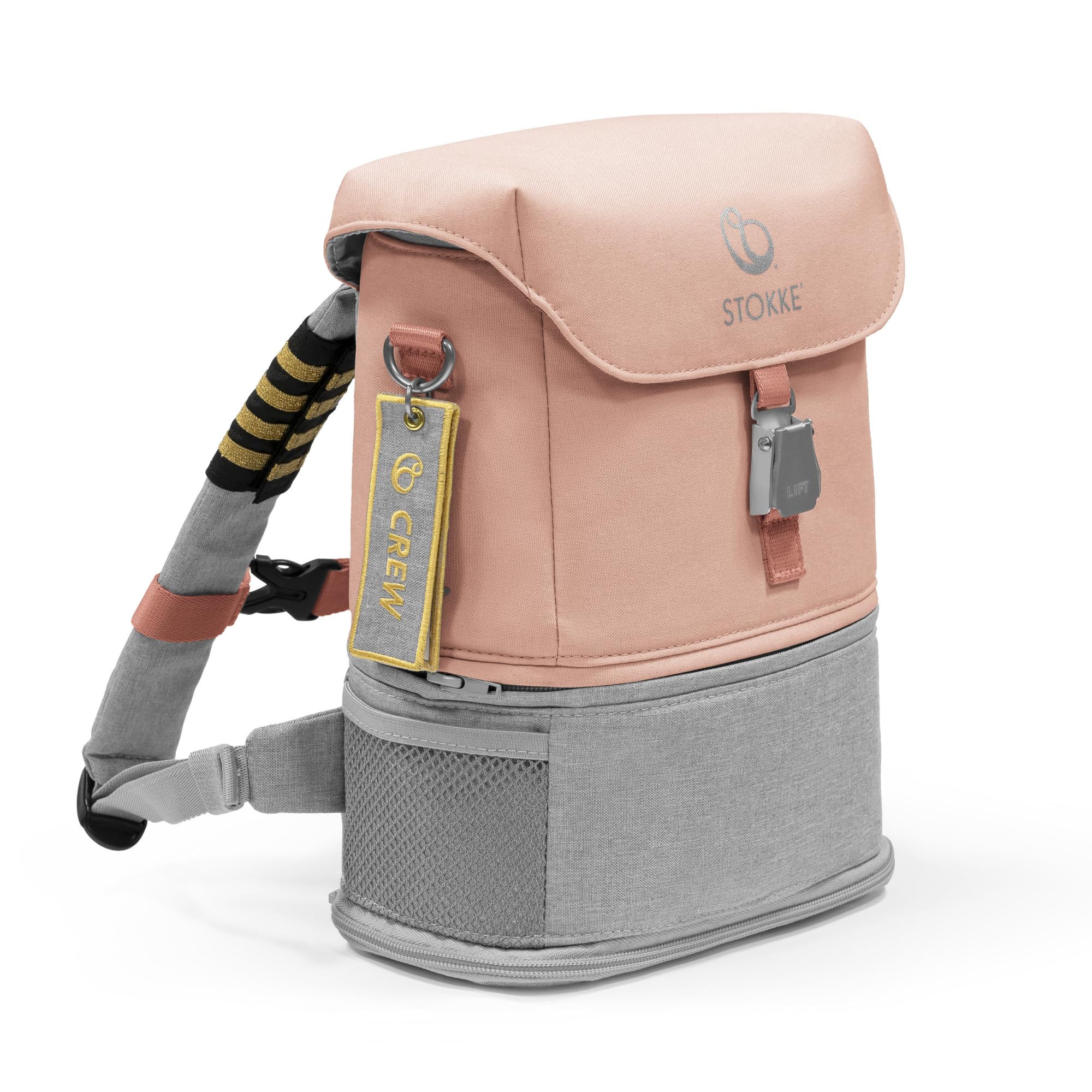 Stokke JetKids Mochila, Coral Pink - Diseño Expansible para Niños de 2 A 7 años - Material Repelente al agua y fácil de limpiar - Incluye Almohadilla para Asiento