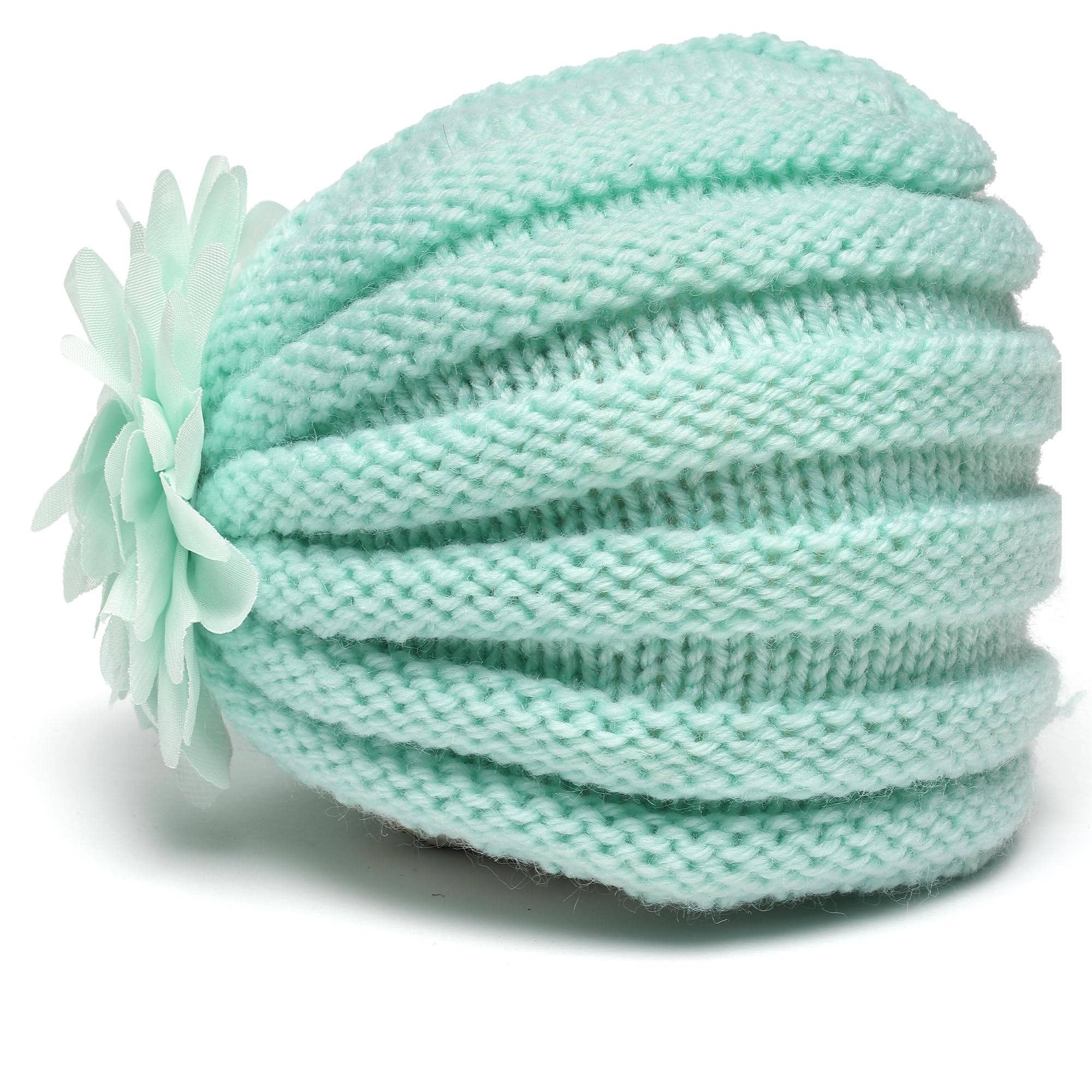 BabyMoon Knit Flower Baby Boy's and Baby Girl's Cap - Photography Props Photoshoot Baby Shower Costumes (Ice Blue, Free Size) 2