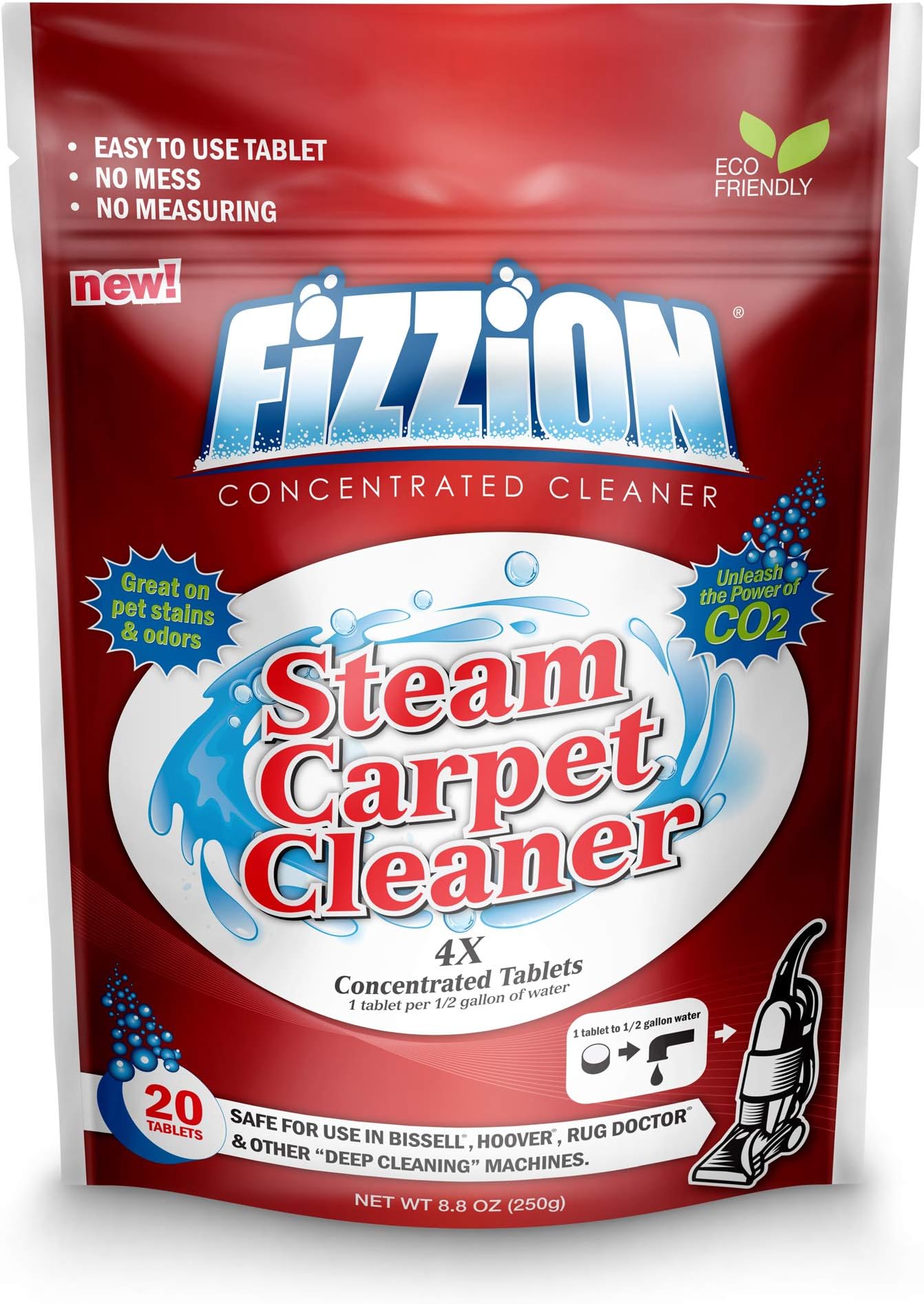 Clean Steam Cleaner (20 Tablets) - Steam Cleaner Tablets Carpet Stain Remover, Odor Neutralizer & Upholstery Cleaner Makes 10 Gallons