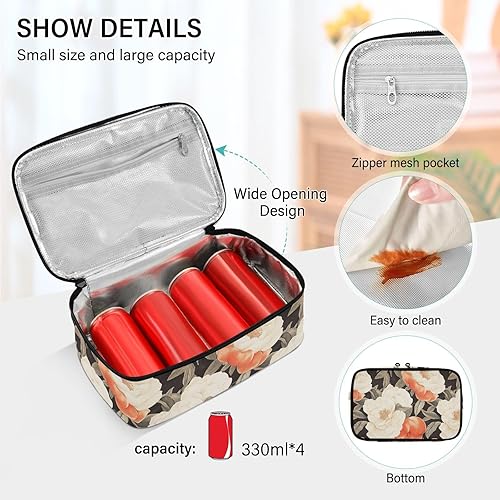 Miniatura 4 de KLL Pintado Vintage Peaches Blossoms diseñado bolsa de almuerzo niños picnic almuerzo caja aislada con asa almuerzo estilo cartera para hombre