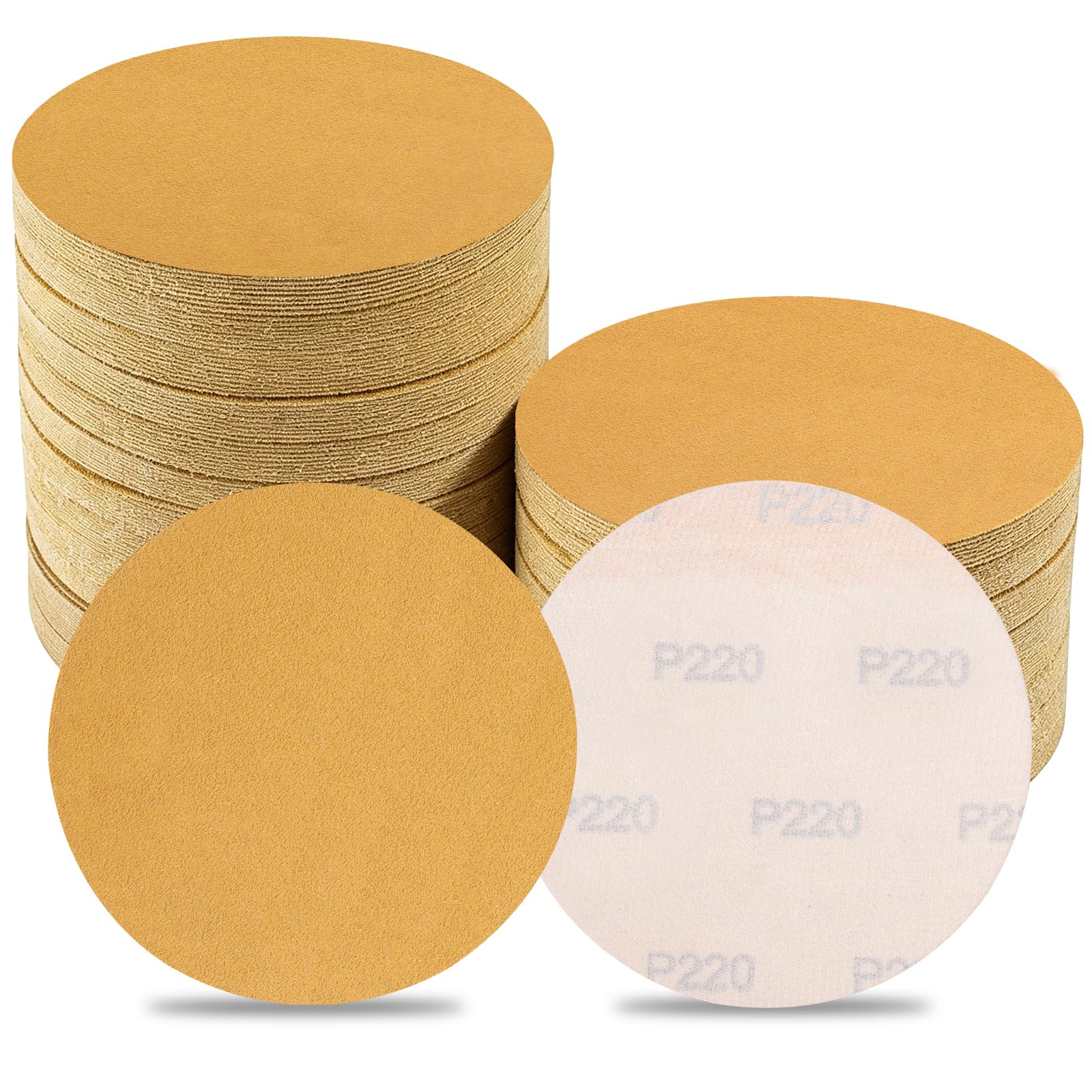 Sruhrak 100PCS 125mm Sanding Discs Sandpaer, 220 Grit Hook and Loop Random Orbital Sander Pads for Sander Wood, Metal, Automotive