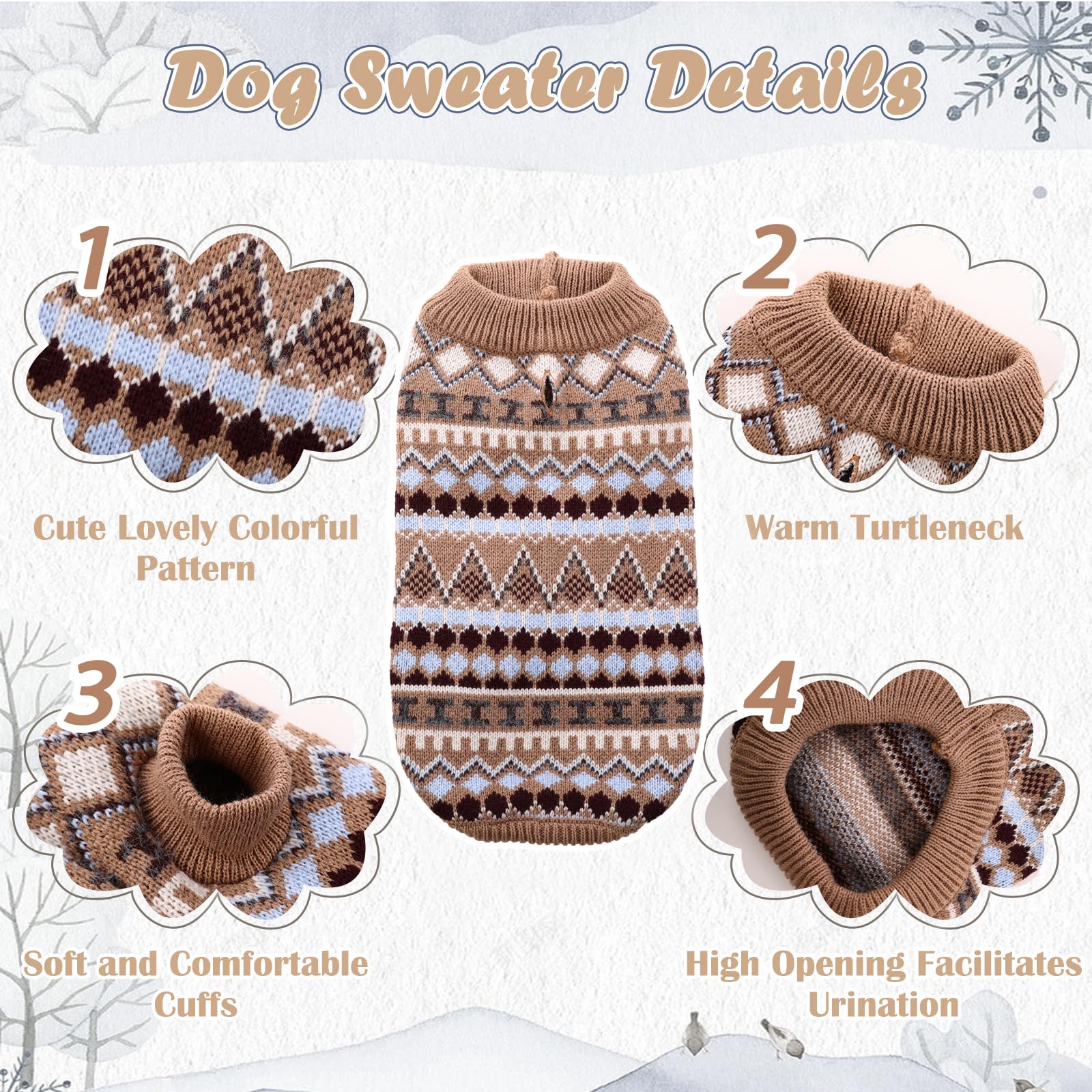Hjumarayan Dog Jumper, Boho Dog Jumpers Small Medium Large, Knitted Christmas Sweater with Harness Hole - Image 4