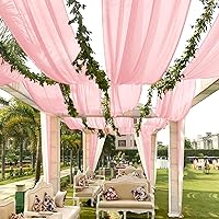 Vista 38 de 6 paneles de cortinas blancas para boda, cortinas de gasa transparente de 5 x 30 pies para arco, fiesta, ceremonia y decoración de escenario