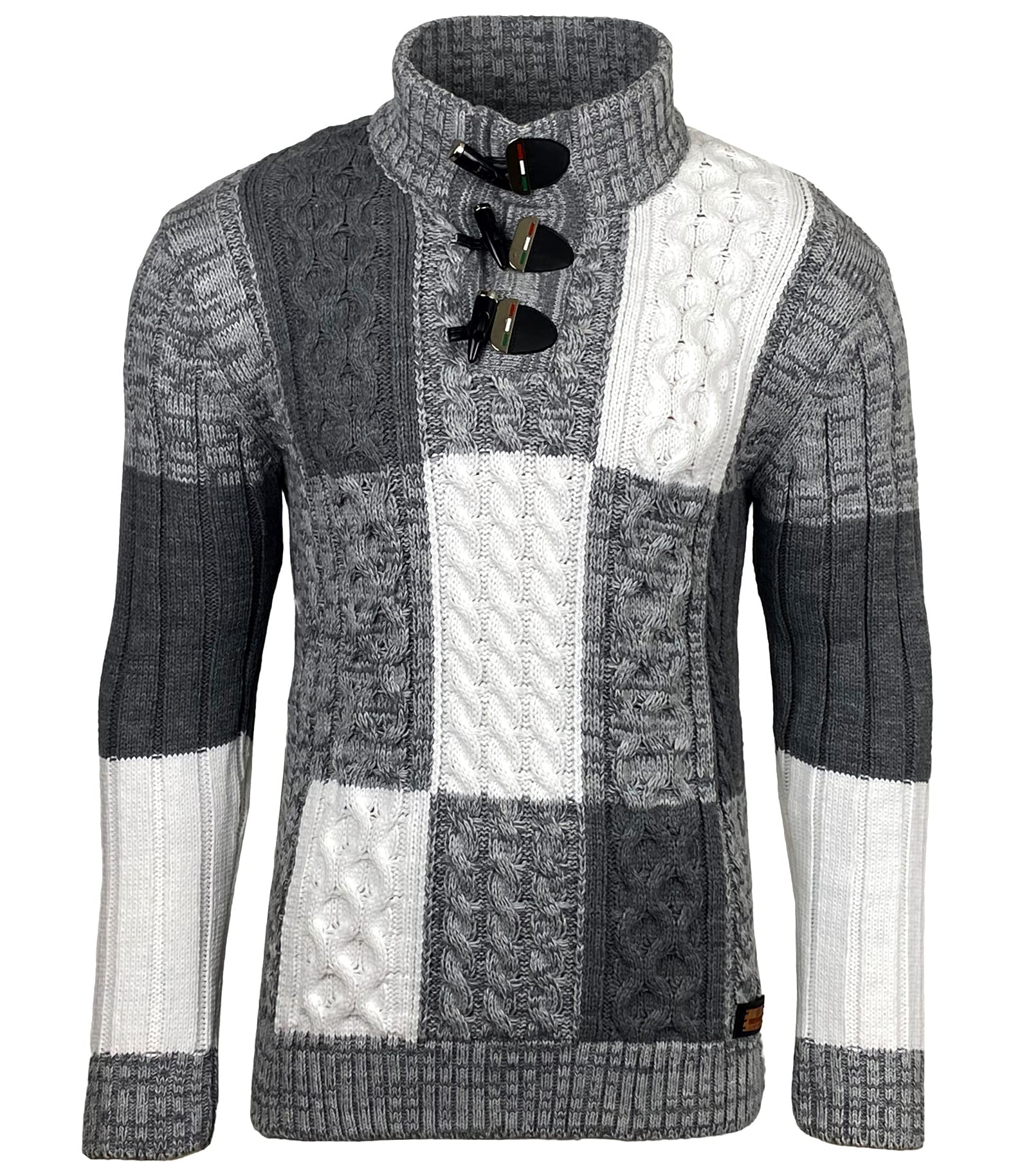 Subliminal - Jersey para hombre, cuello alto, malla grande, invierno BX51112