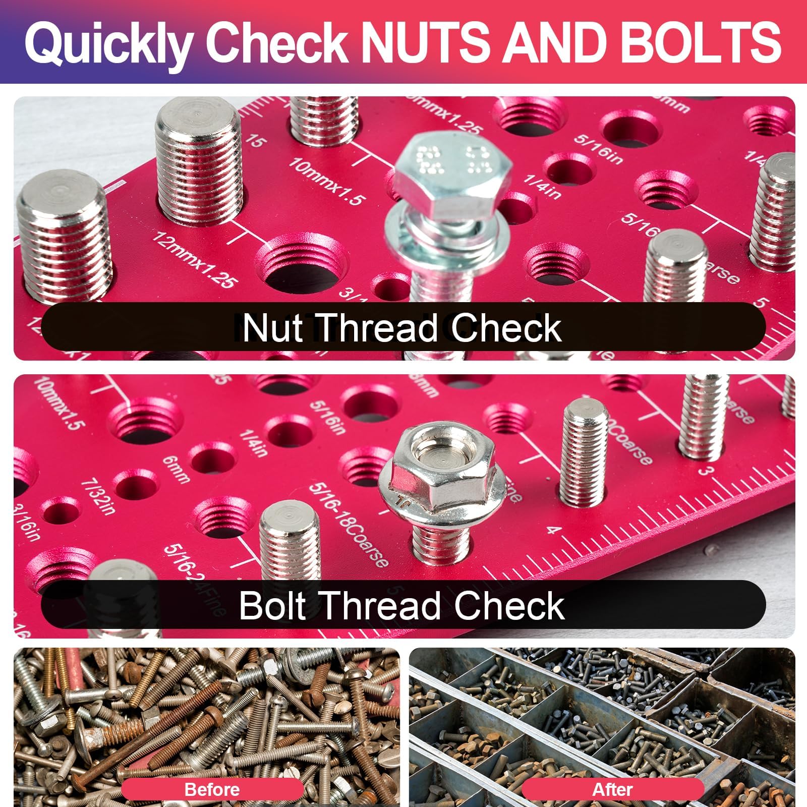 Nut and Bolt Thread Checker - SAE & Metric -3