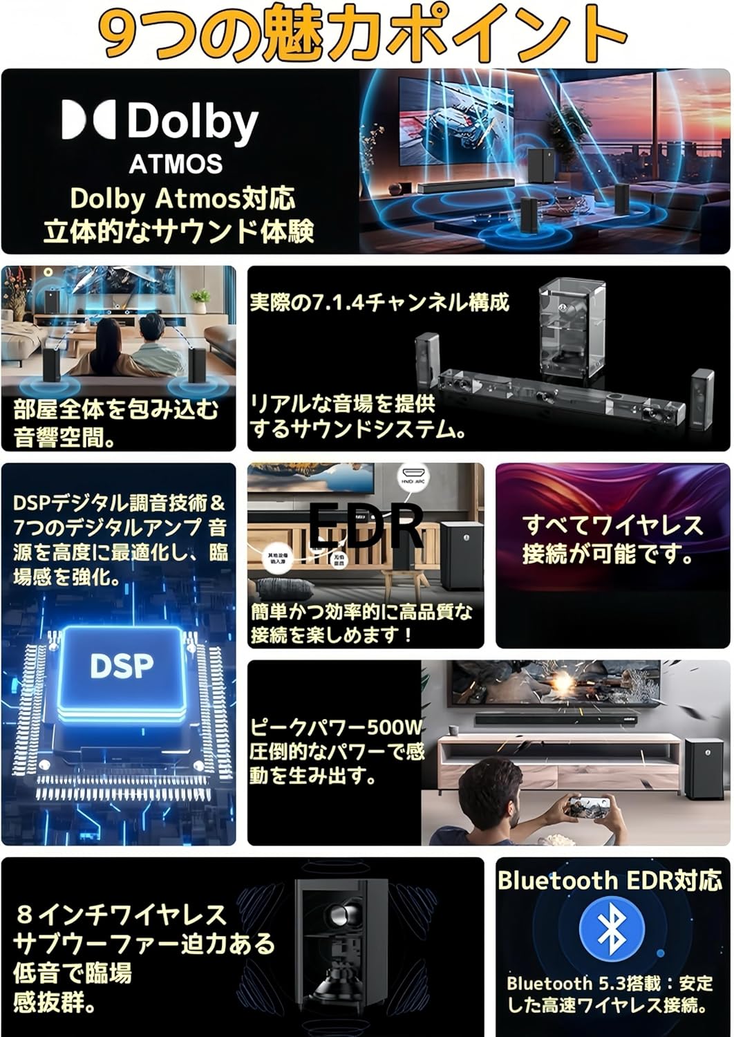 Key features of the XDOBO Dolby Atmos 7.1.4 Surround Sound System
