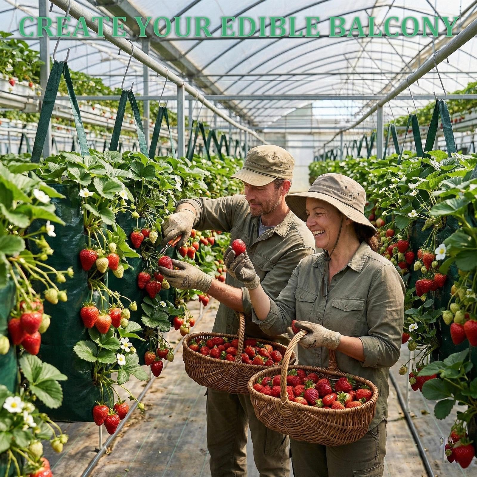 2 PCS Bolsa de Plantación, Bolsas de Plantas de Plástico Colgadas Verticalmente, Bolsas de Plantas Transpirables con 8 Agujeros, Jardin Vertical Bolsas de Cultivo para Plantas Fresas Hierbas Verduras — view 3