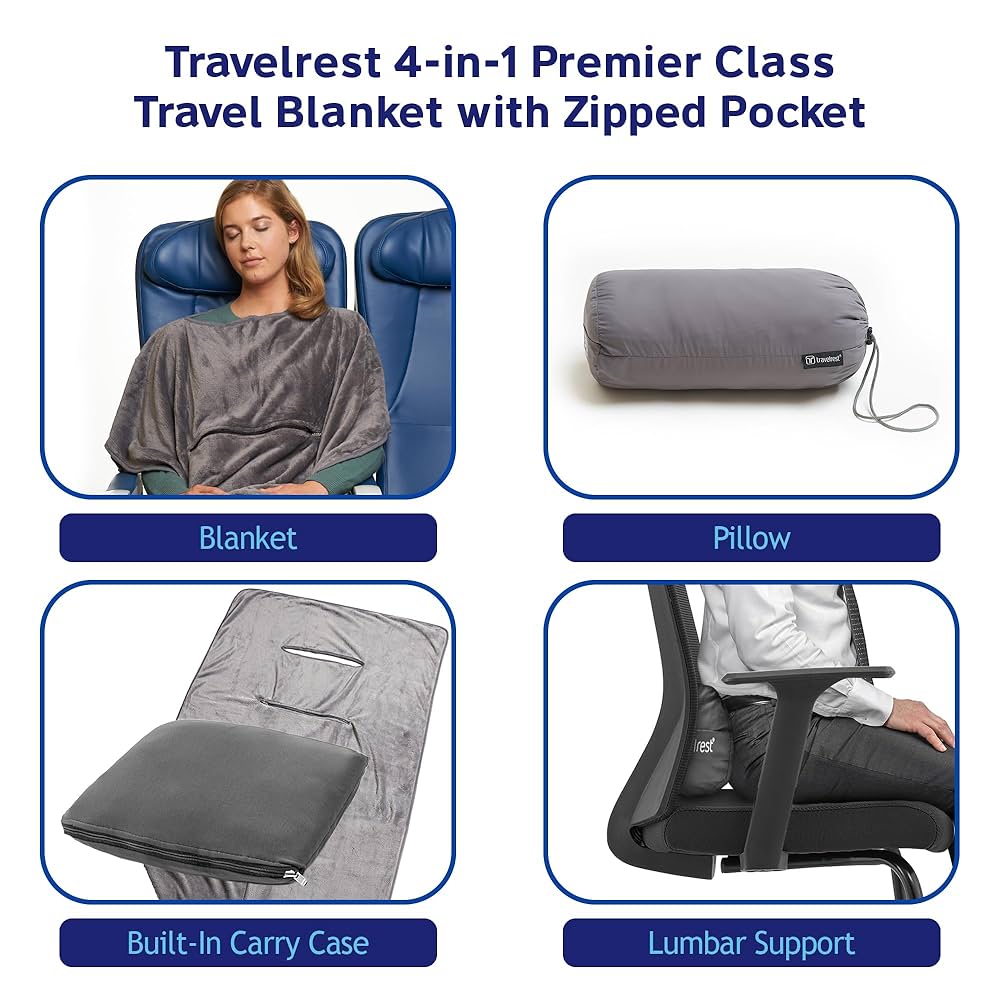 Lightweight Travel Blanket - Compact Wearable With Neck Snaps