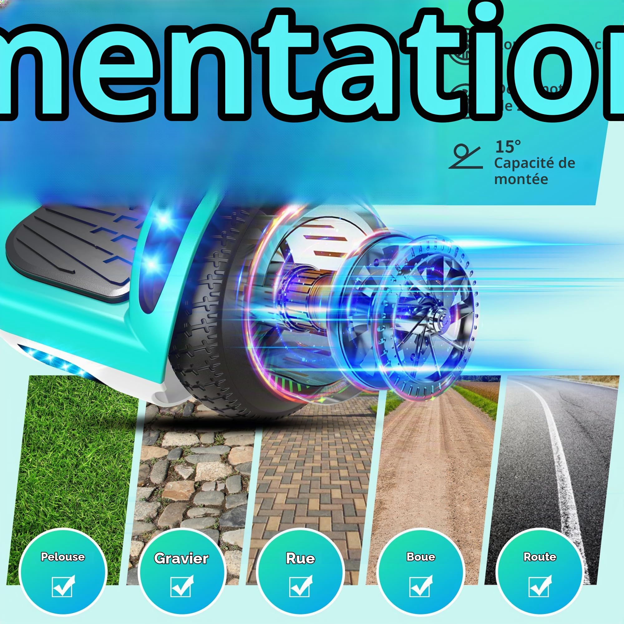 SISIGAD Hoverboard,6.5" Two-Wheel Self-Balancing Hover Board with Bluetooth Speakers and Fashion LED Lights for Kids