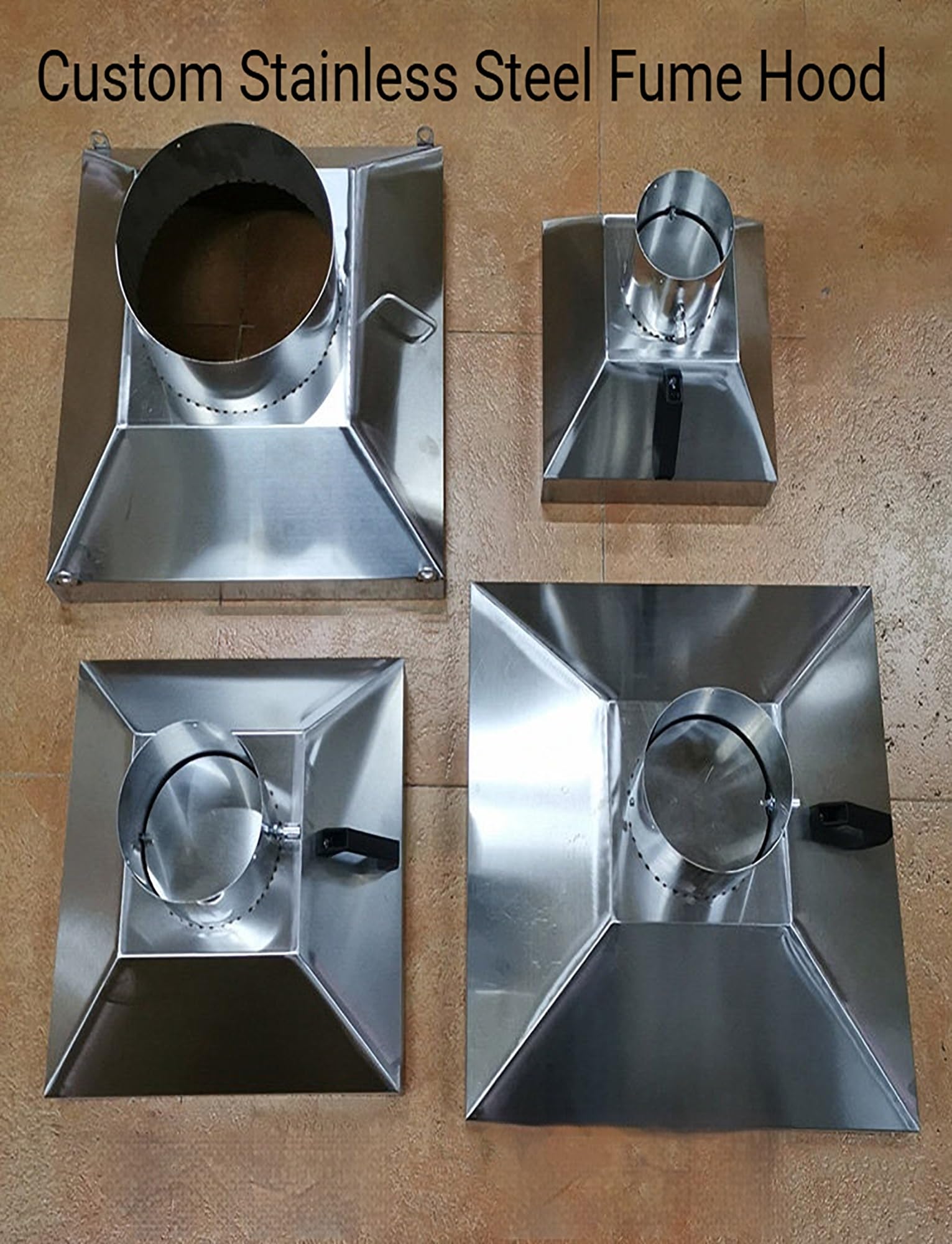 Generisch Abzugshaube, Absaugarm aus Edelstahl – 160 mm Industrie-Rauchabscheider für Schweiß- und Staubbekämpfung – Quadratische Abzugshaube, 400 x 300 mm (1,3 x 1 Fuß) für effiziente Belüftung